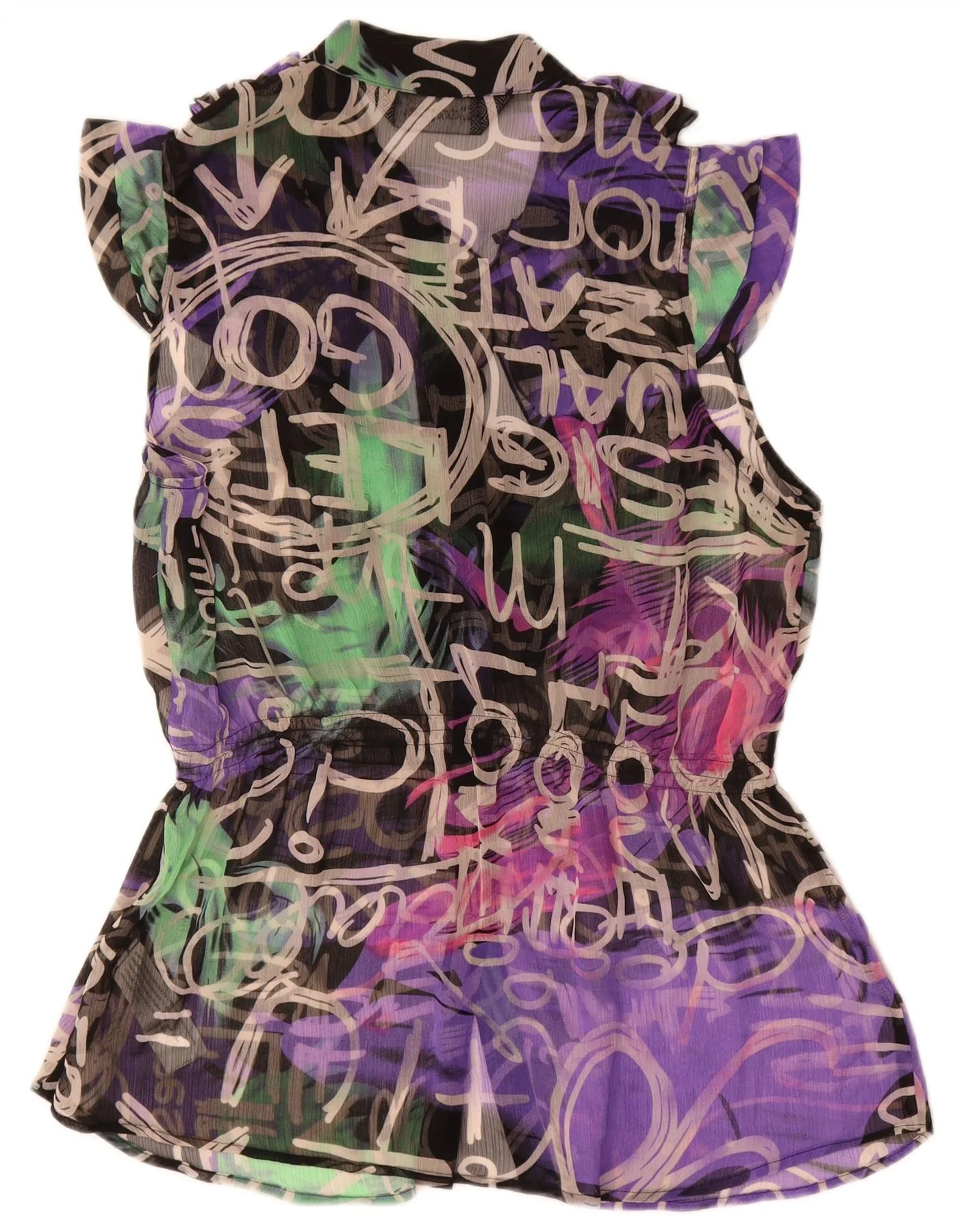 Desigual Womens Graphic Shirt Blouse EU 44 XL Multicoloured Polyester - Image 2