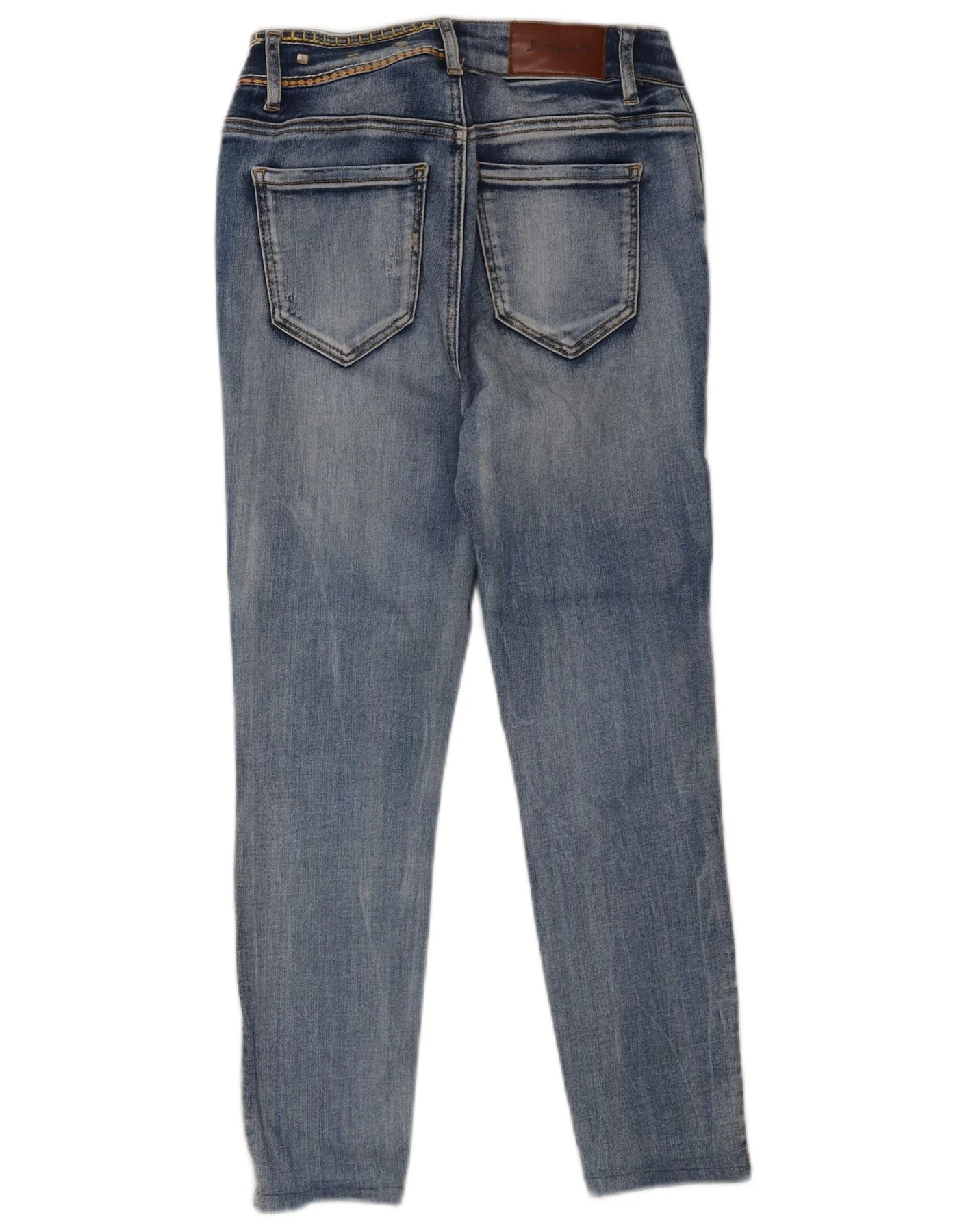 Desigual Womens Graphic Slim Jeans W24 L24 Blue Floral Cotton - Image 2