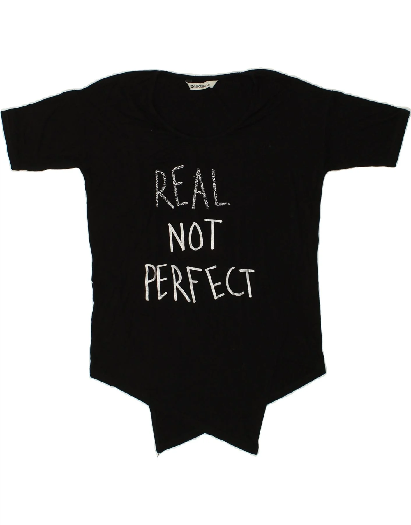 DESIGUAL Womens Graphic T-Shirt Top UK 10 Small Black