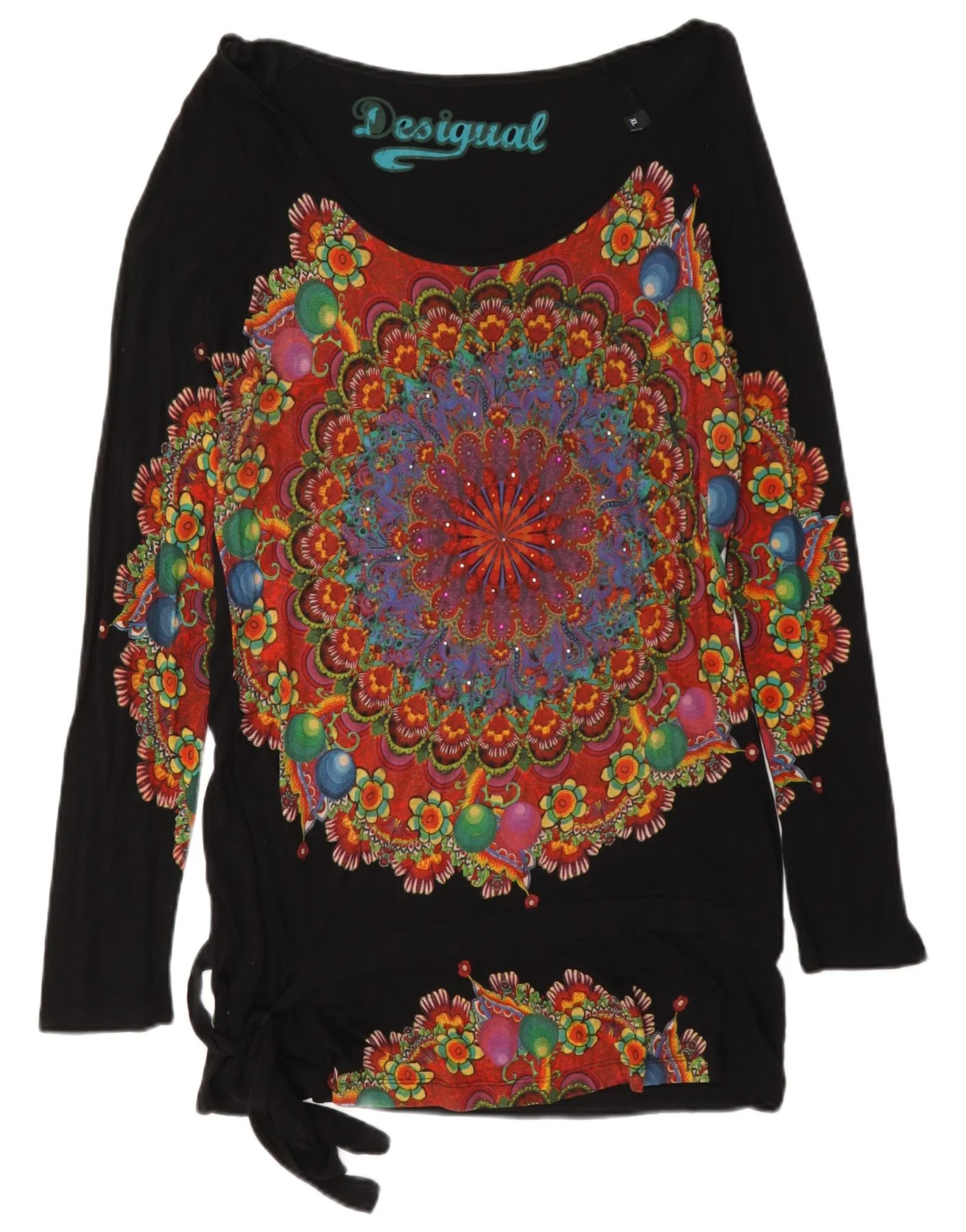Desigual Womens Graphic Tunic Top UK 18 XL Black Floral