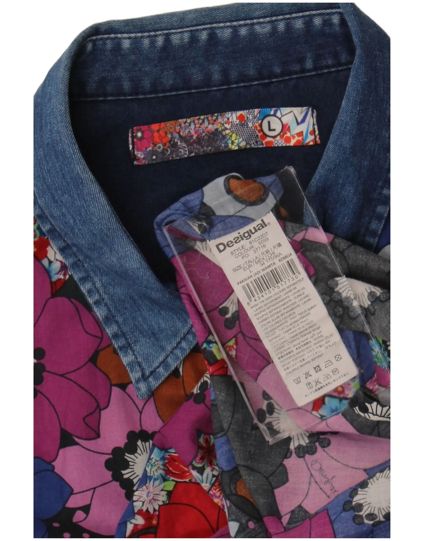 Desigual Womens Long Sleeve Shirt UK 16 Large Multicoloured Floral Bohemian - Image 3