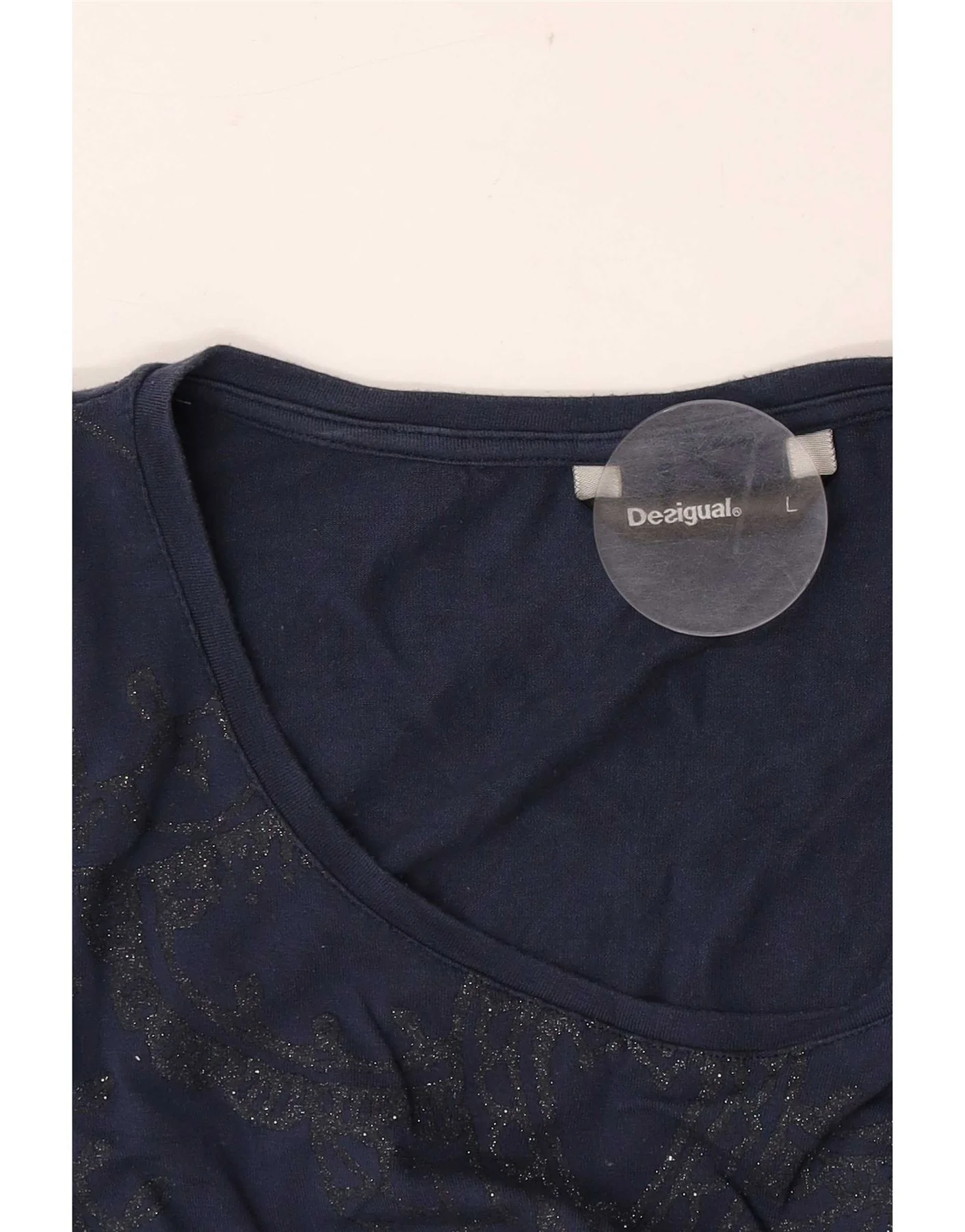 Desigual Womens Oversized Graphic T-Shirt Top UK 16 Large Navy Blue Paisley - Image 3
