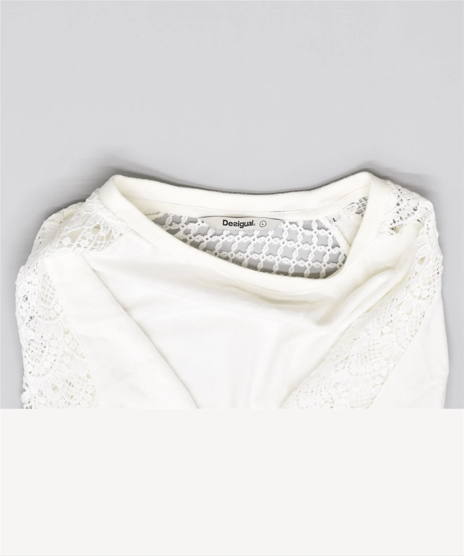 DESIGUAL Womens Oversized Sweatshirt Jumper UK 14 Large White Cotton - Image 3