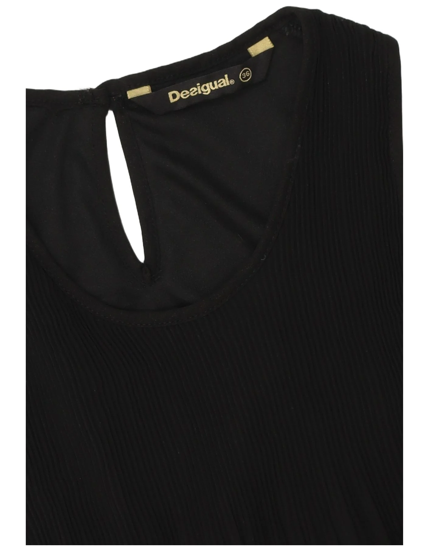 Desigual Womens Pleated A-Line Dress EU 36 Small Black Paisley - Image 3