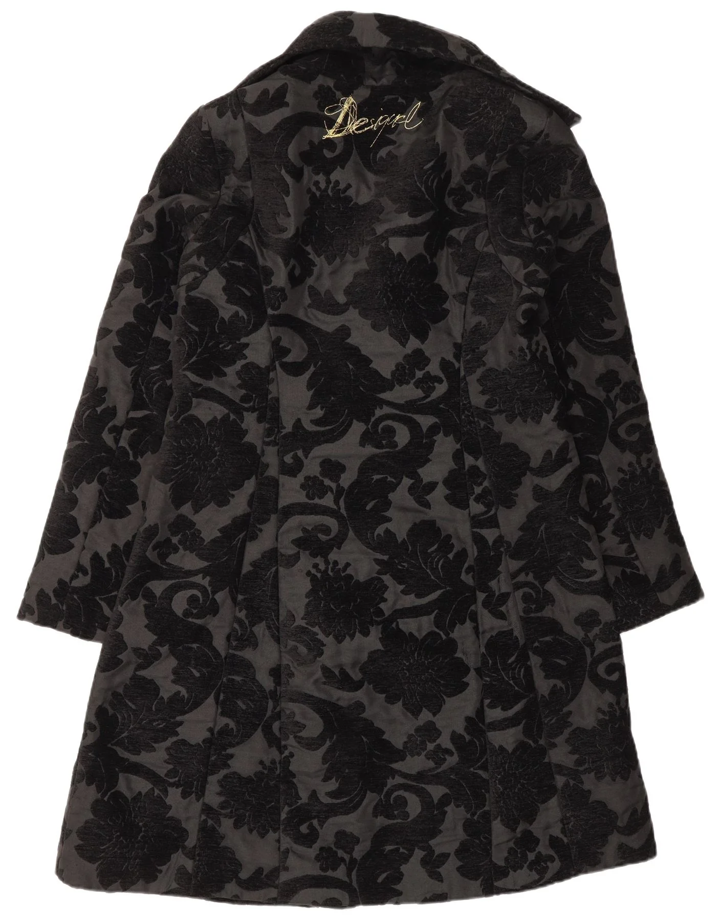 Desigual Womens Regular Fit Overcoat EU 42 Large Black Floral Modern - Image 2