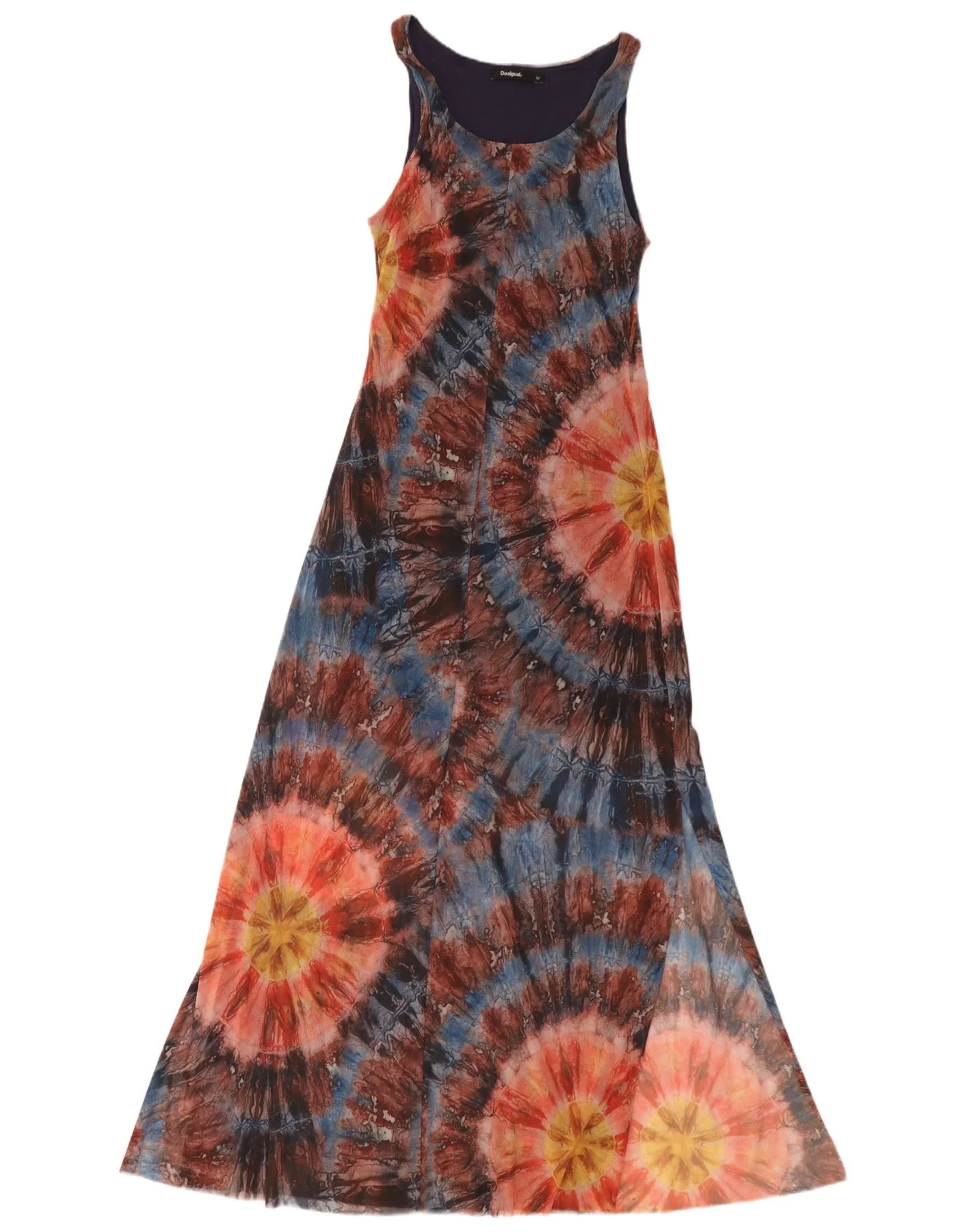 Desigual Womens Sleeveless Maxi Dress UK 12 Medium Multicoloured Tie Dye