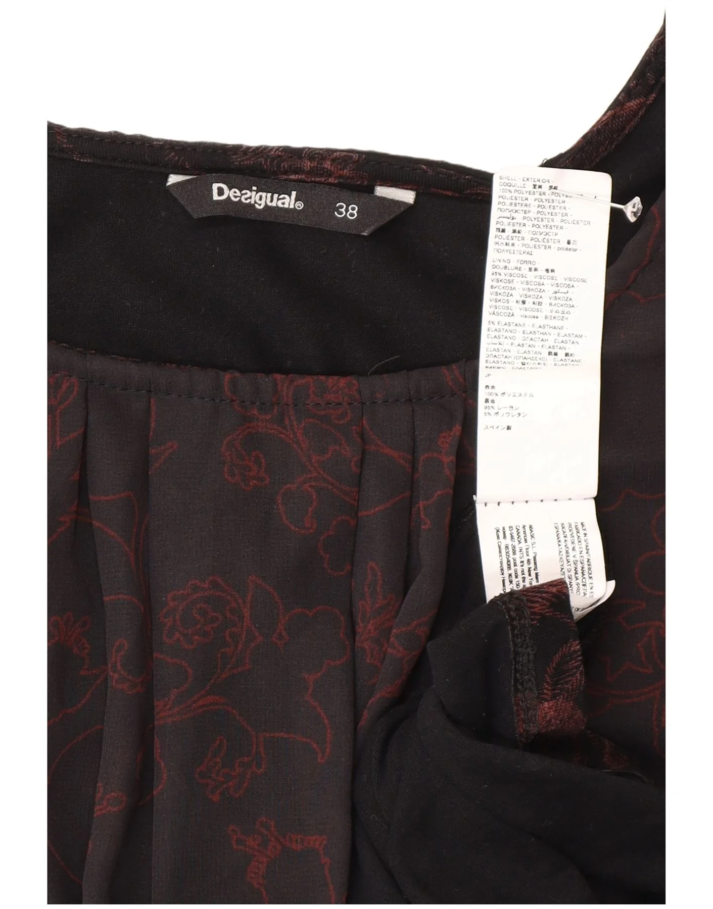 Desigual Womens Sleeveless Tunic Dress EU 38 Medium Black Floral Bohemian - Image 3