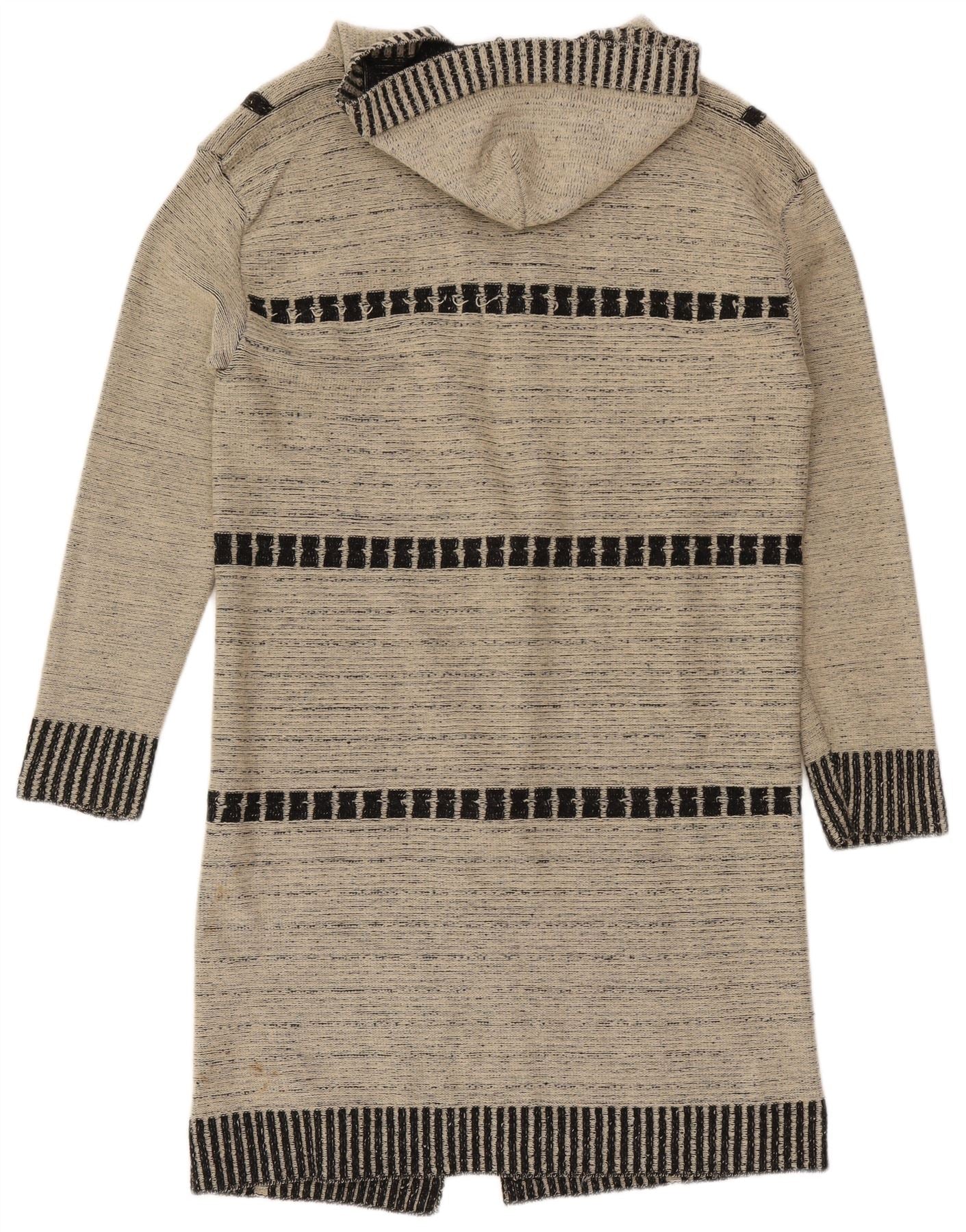 Destiny Womens Longline Hooded Cardigan Sweater UK 14 Large Grey Check - Image 2