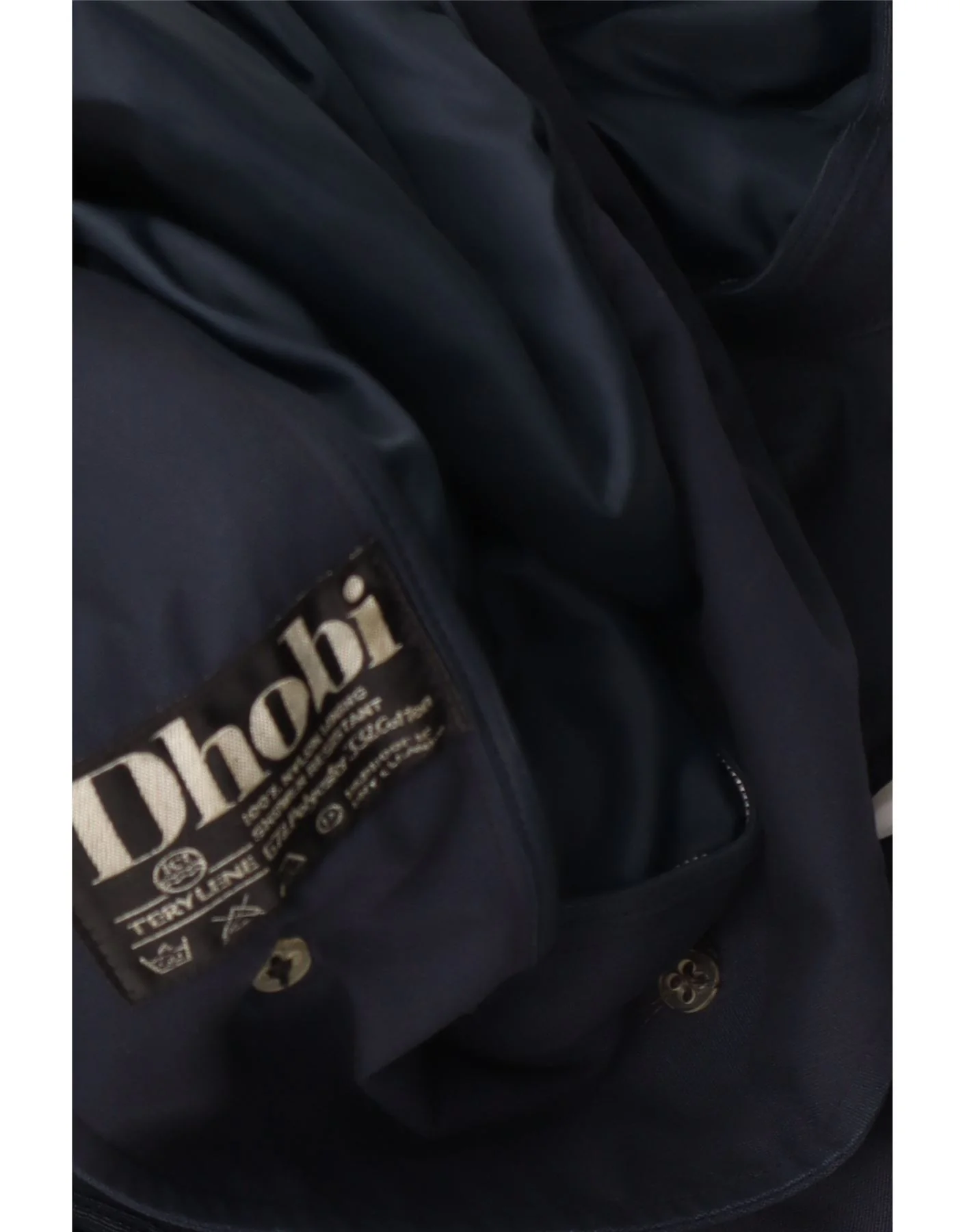 Dhobi Mens Overcoat UK 38 Medium Navy Blue Polyester - Image 4