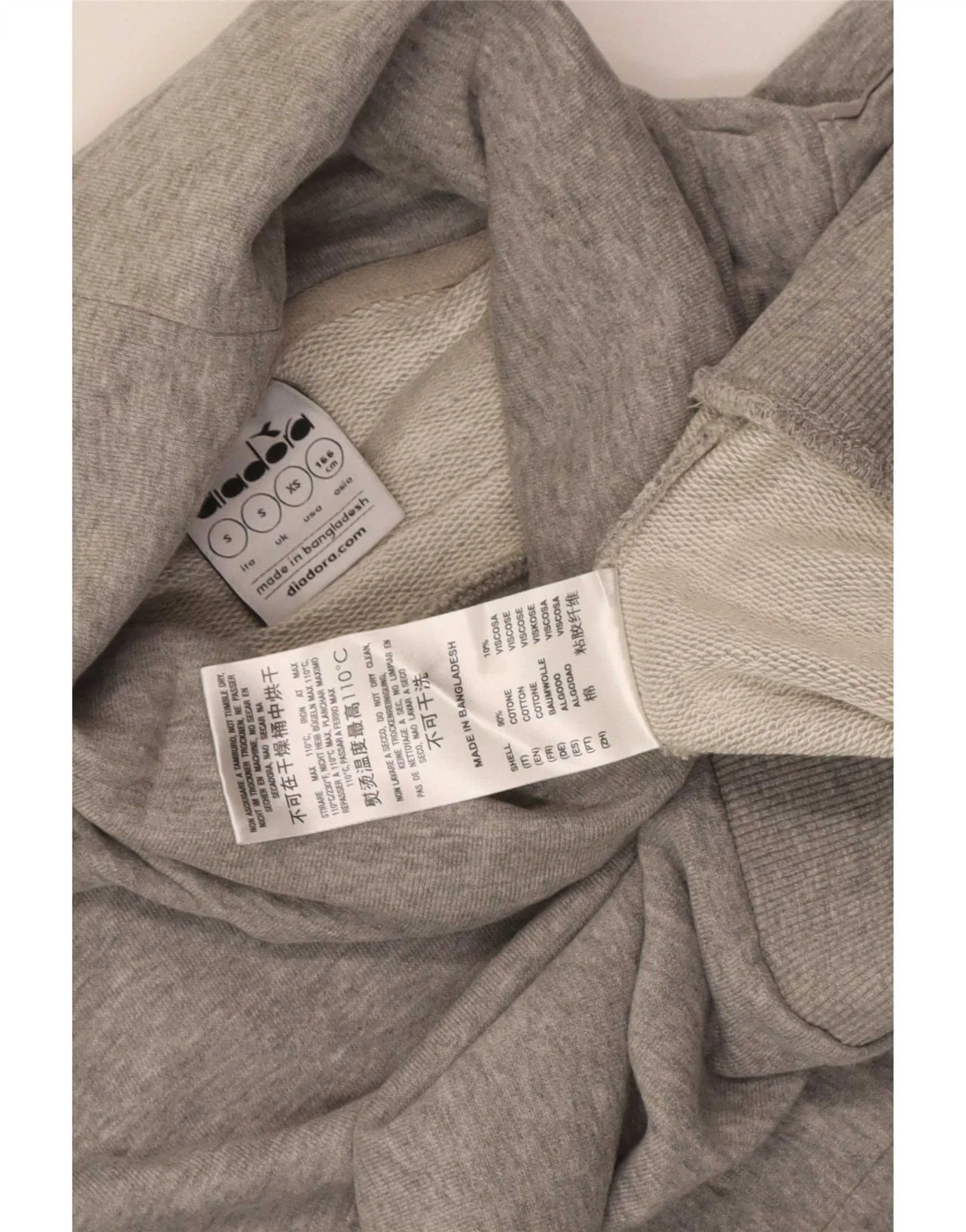 Diadora Womens Roll Neck Sweatshirt Jumper UK 10 Small Grey Flecked Cotton - Image 4