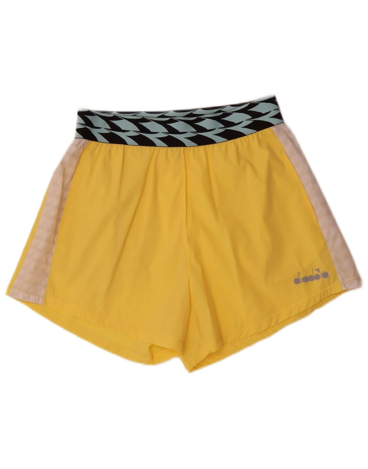 Diadora Womens Sport Shorts UK 14 Medium Yellow Colourblock
