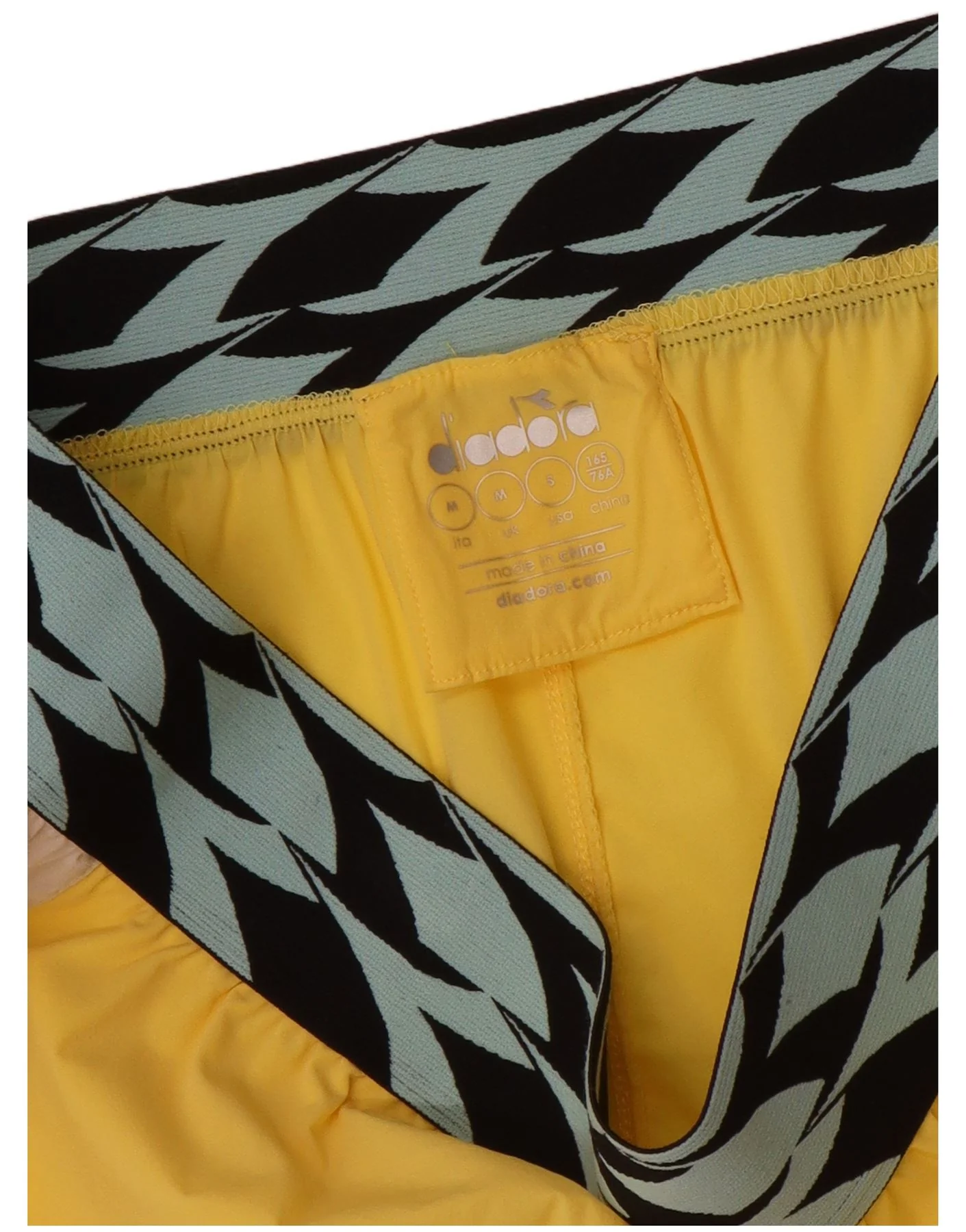 Diadora Womens Sport Shorts UK 14 Medium Yellow Colourblock - Image 3