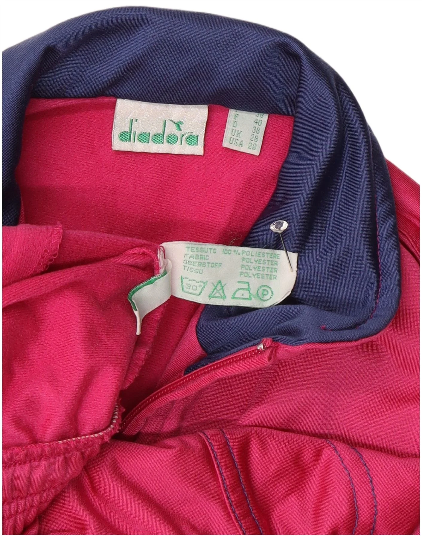 Diadora Womens Tracksuit Top Jacket UK 28 Small Pink Colourblock Polyester - Image 3