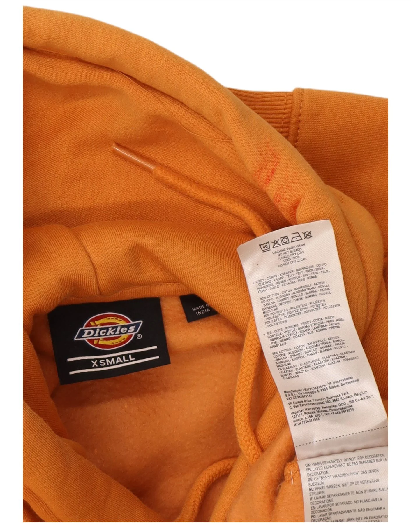 Dickies Mens Hoodie Jumper XS Orange Cotton - Image 4