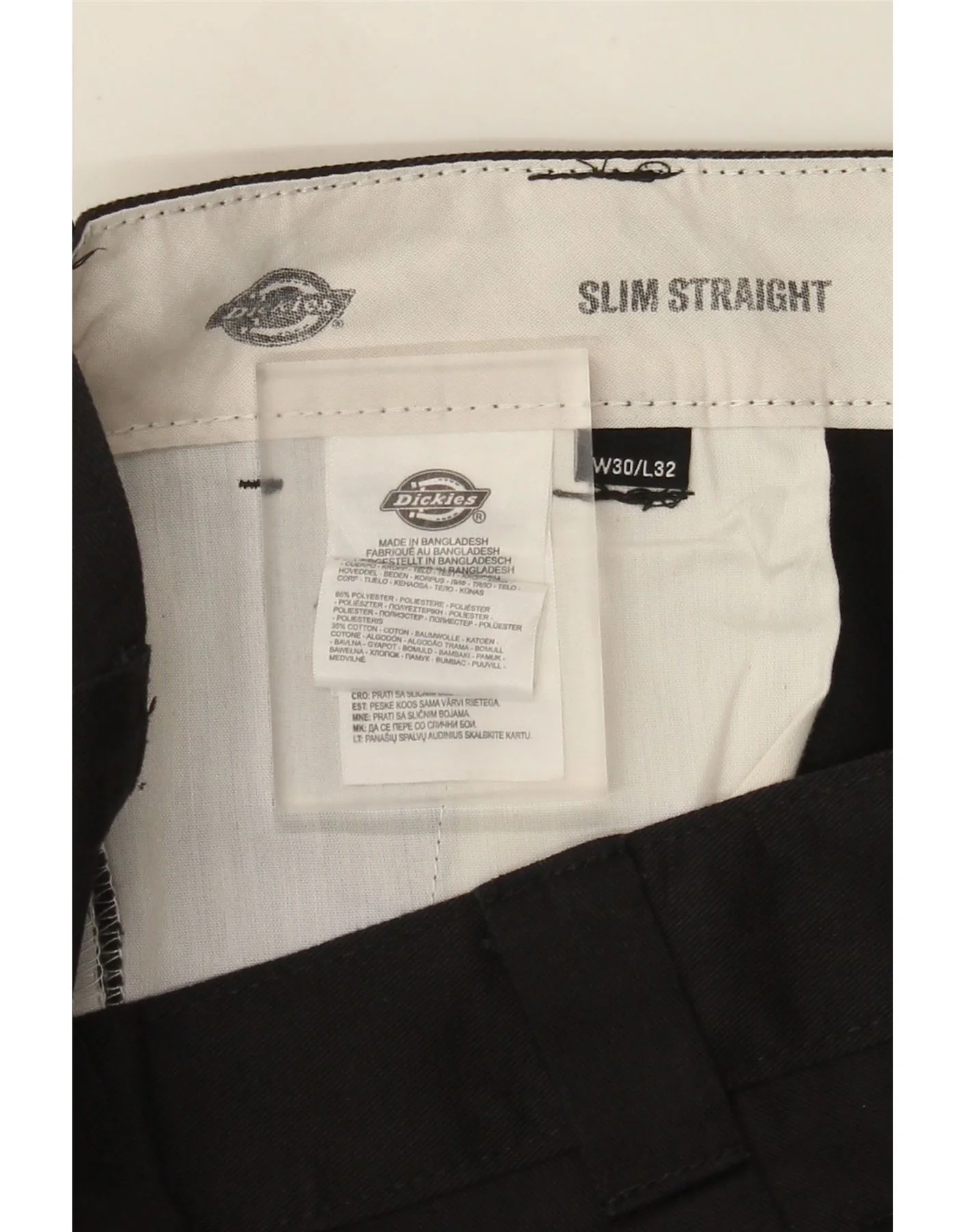 Dickies Mens Slim Straight Chino Trousers W30 L32 Black Polyester - Image 3