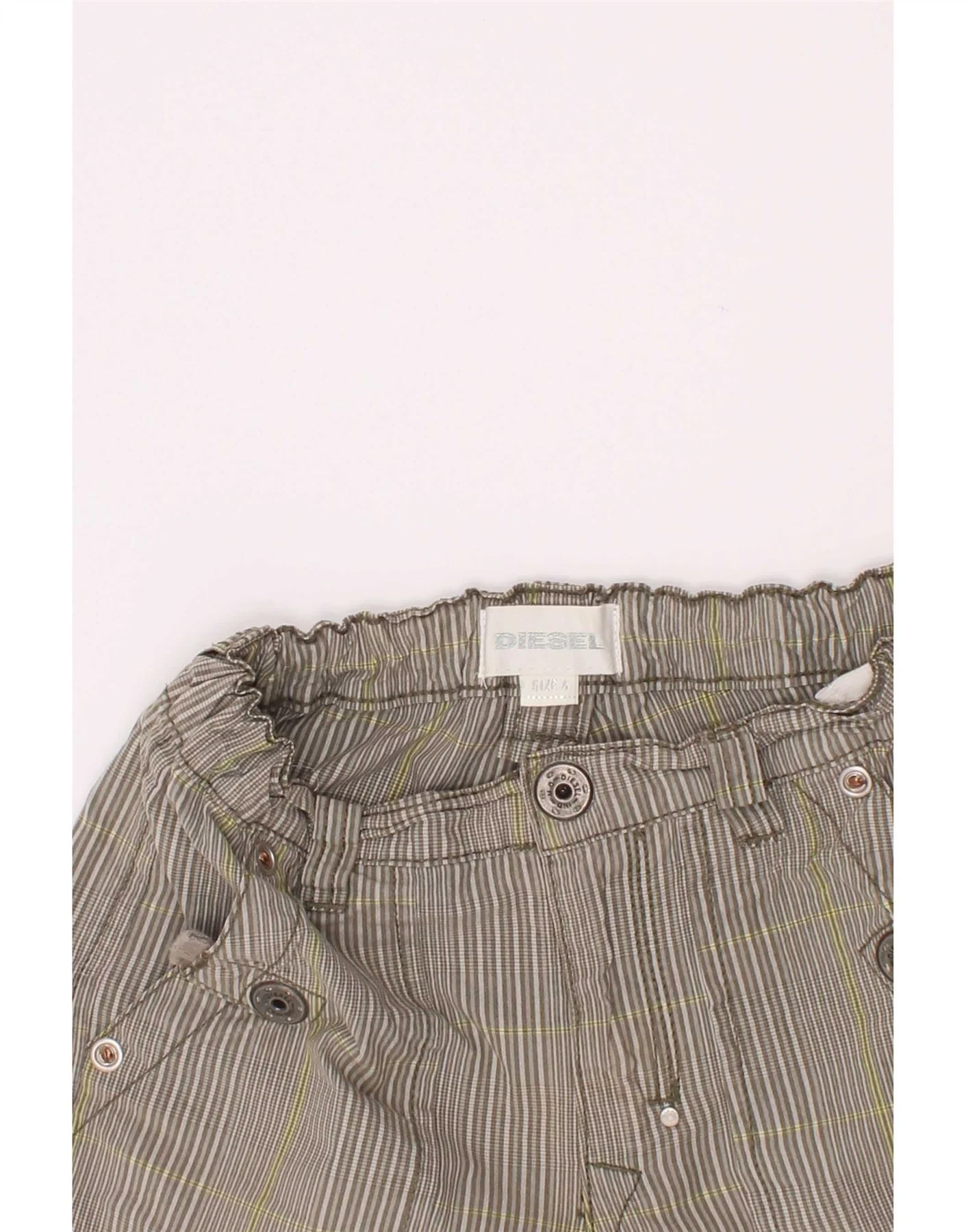 Diesel Boys Cargo Shorts 3-4 Years W22 Grey Striped Cotton - Image 4