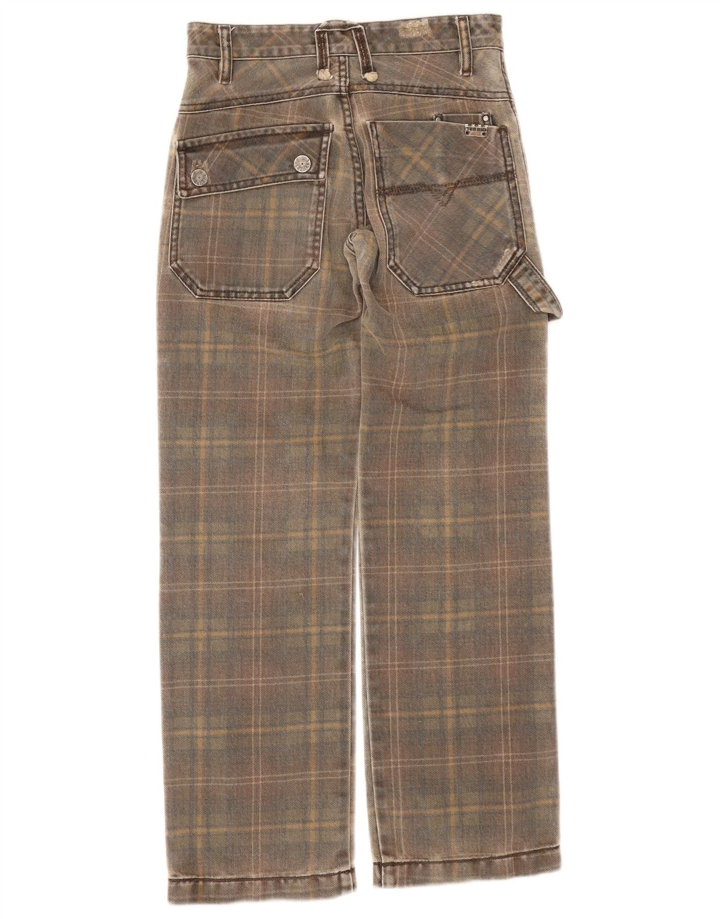 Diesel Boys Wide Leg Cargo Trousers 9-10 Years W24 L25 Grey Check Cotton - Image 2
