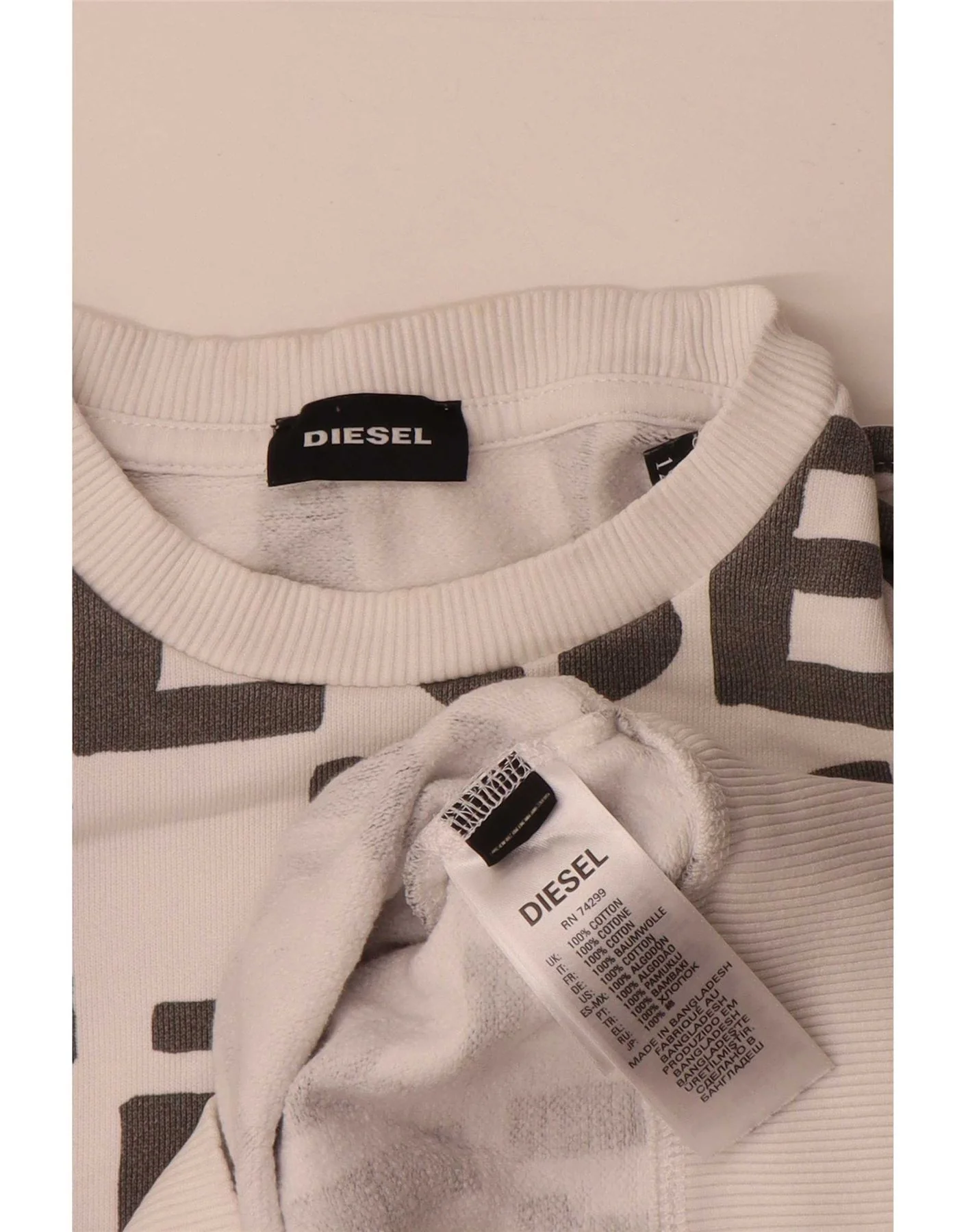 Diesel Girls Crop Graphic Sweatshirt Jumper 11-12 Years White Cotton - Image 3