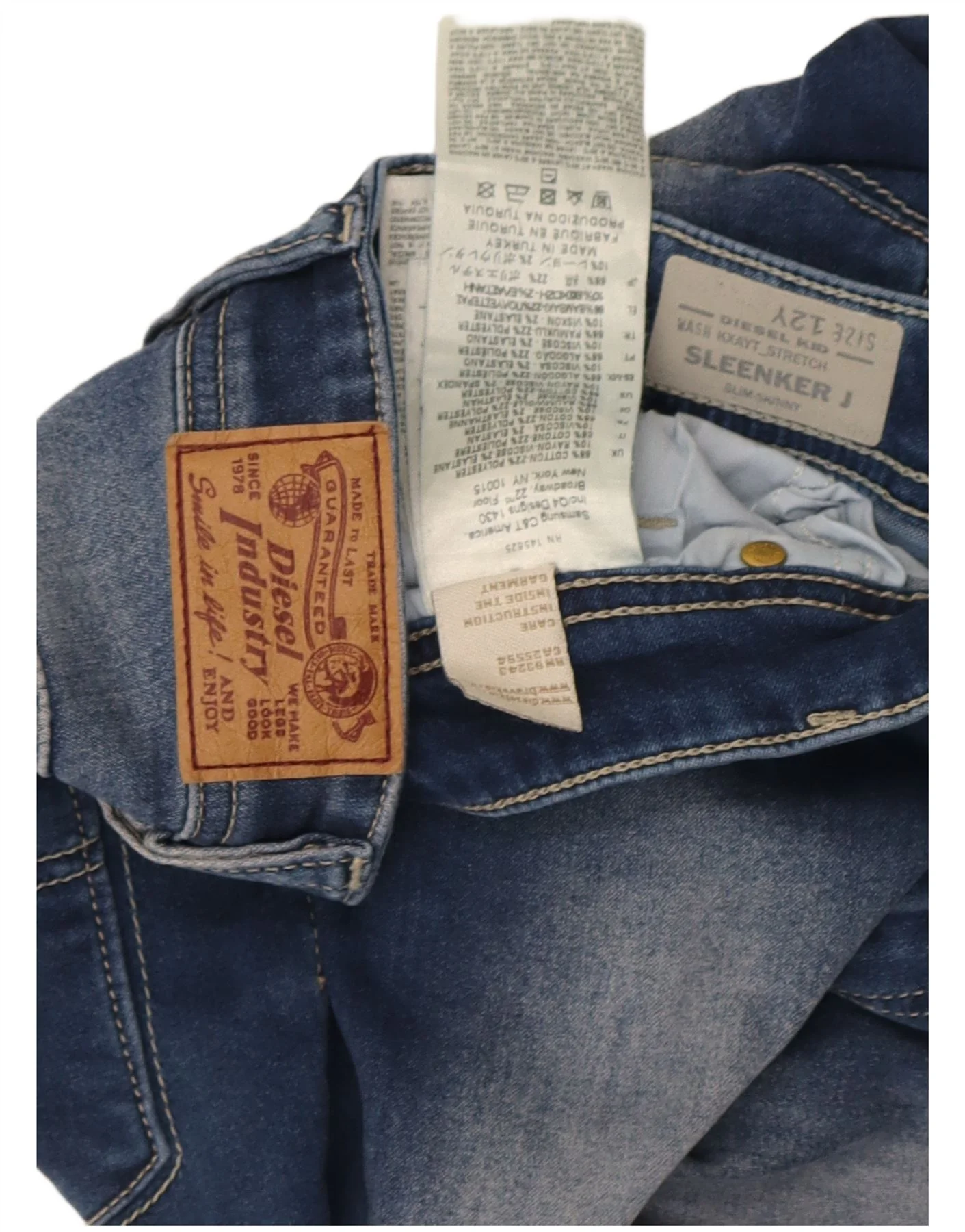Diesel Girls Sleenker-j Slim Skinny Jeans 11-12 Years W26 L28 Blue Cotton - Image 3