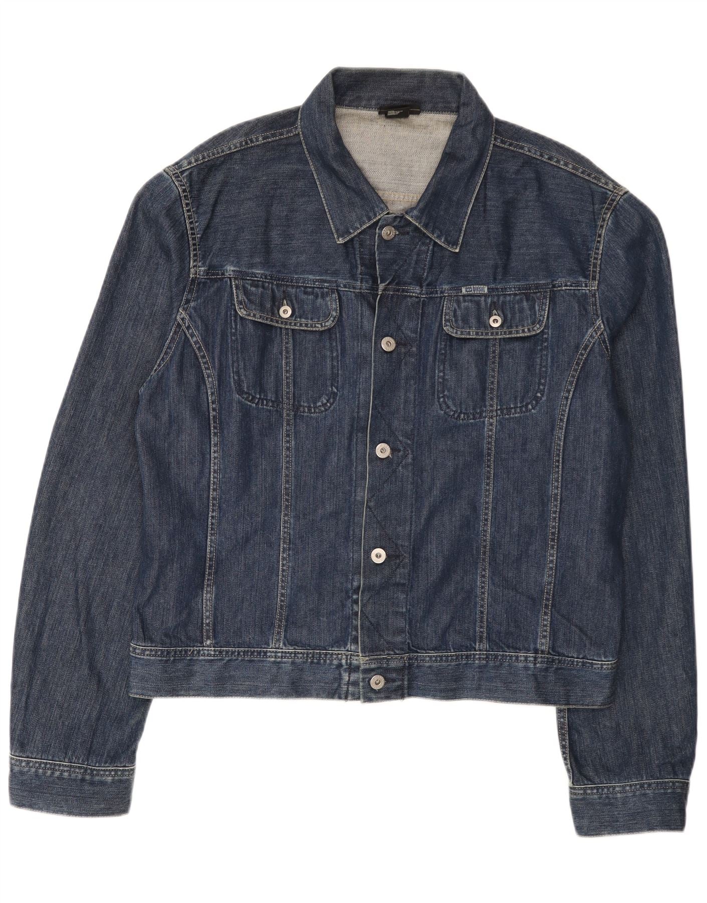 Diesel Mens Denim Jacket UK 44 2XL Navy Blue Cotton