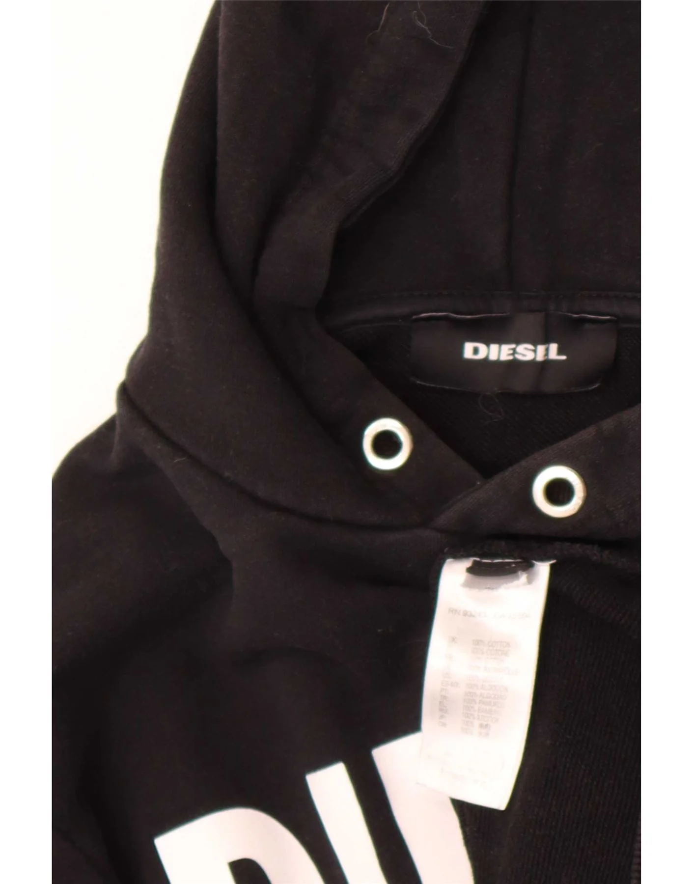 Diesel Mens Graphic Regular Fit Hoodie Jumper Small Black Cotton - Image 4