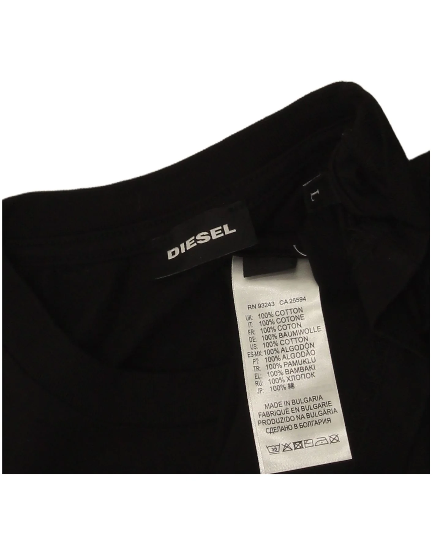 Diesel Mens Graphic T-Shirt Top Large Black Cotton - Image 3