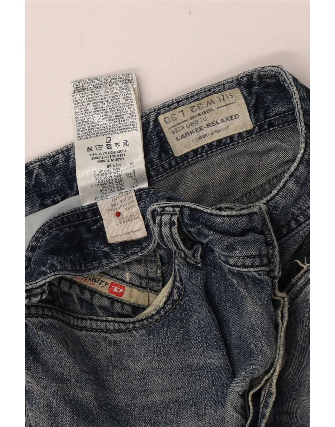 Diesel Mens Larkee Straight Jeans W32 L30 Blue Cotton - Image 4
