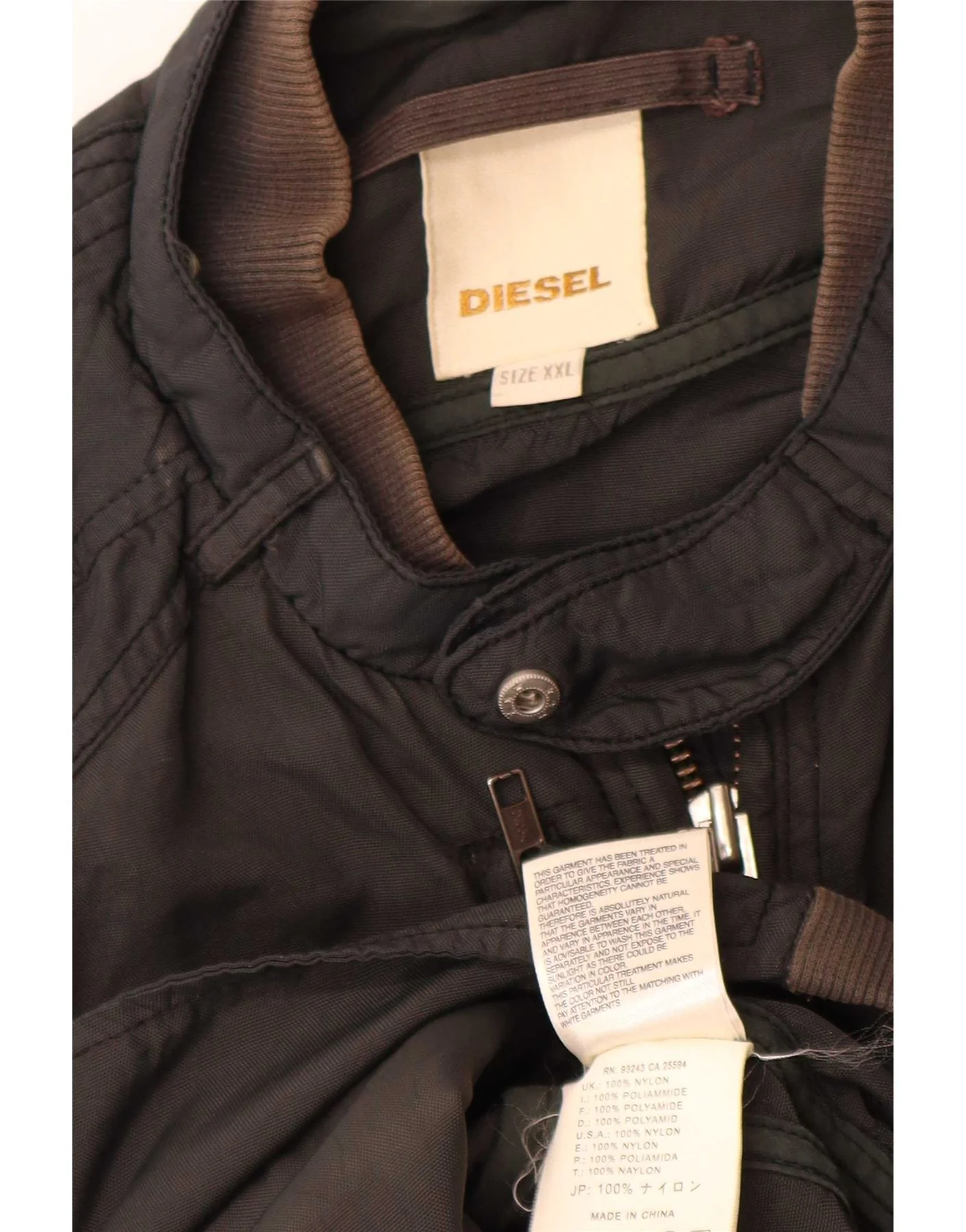 Diesel Mens Military Bomber Jacket UK 44 2XL Black Nylon - Image 4