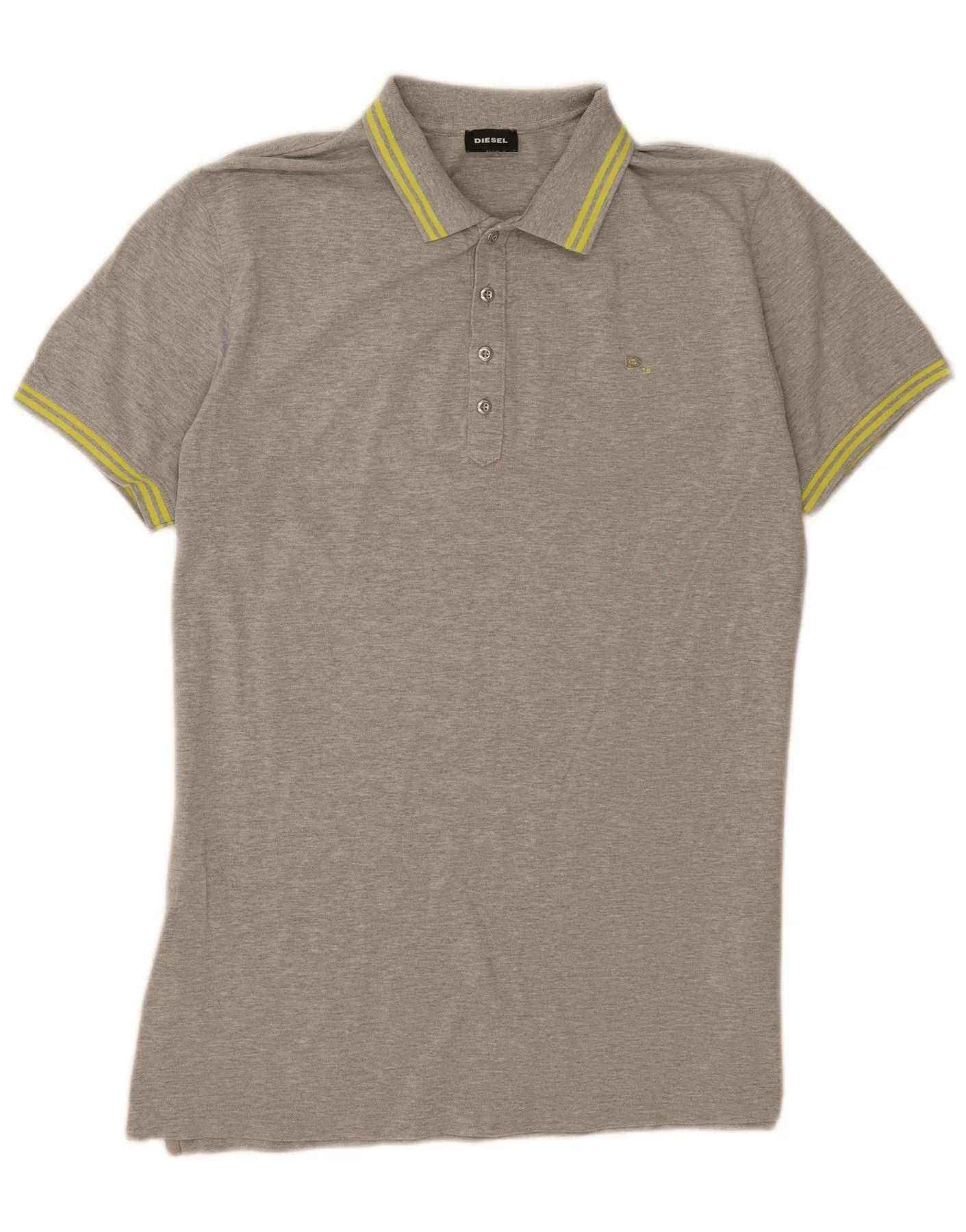 Diesel Mens Polo Shirt XL Grey Striped Cotton
