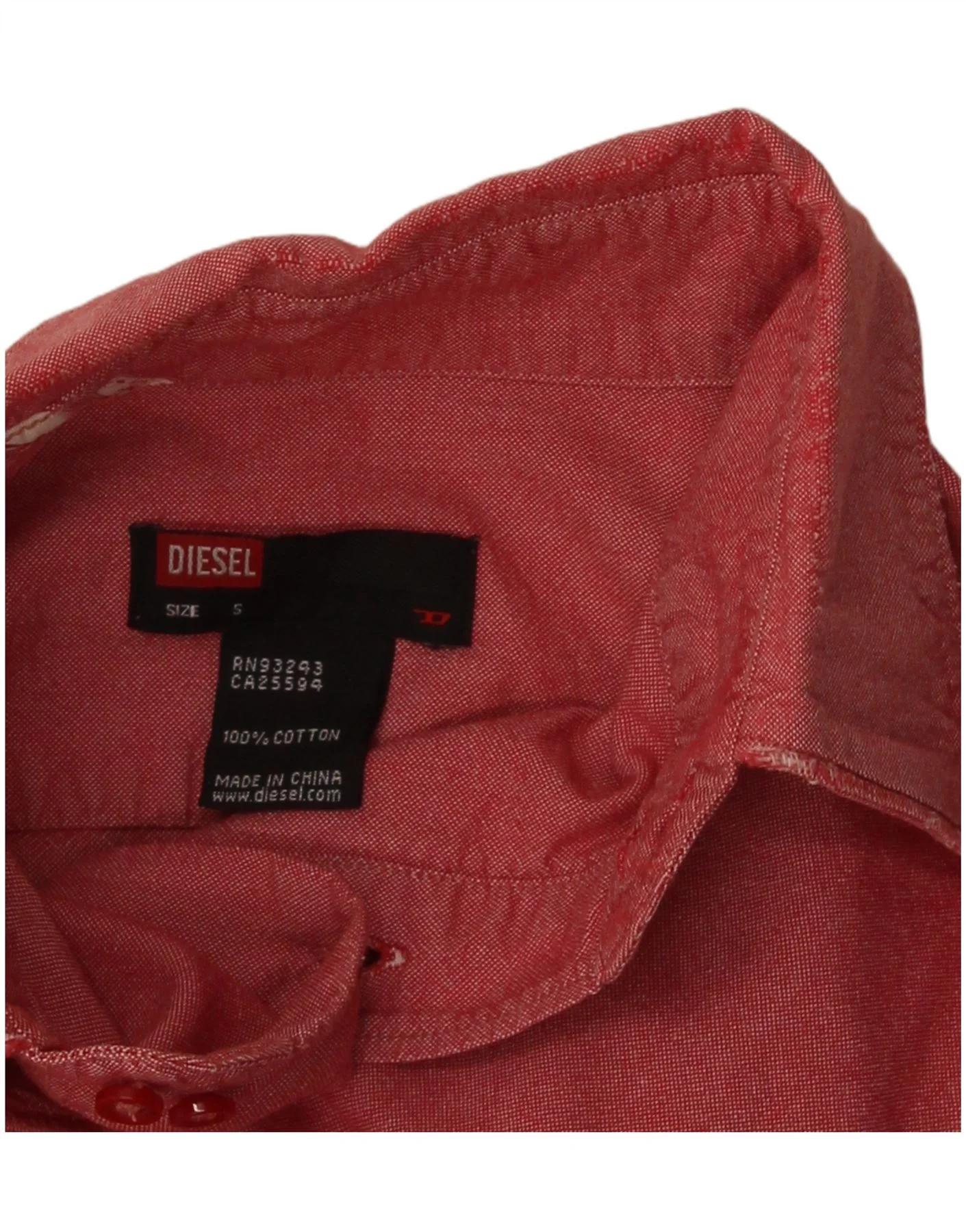 Diesel Mens Regular Fit Shirt Small Red Cotton - Image 3