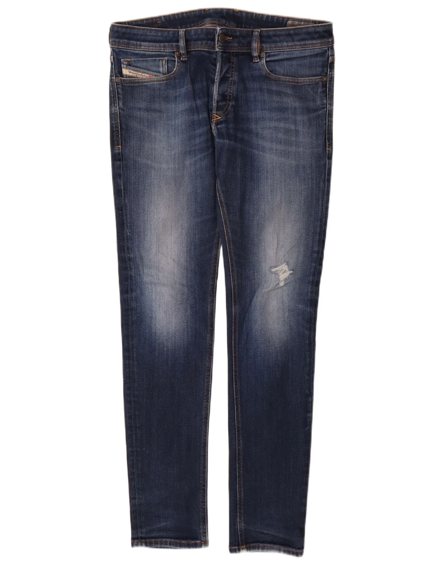 Diesel Mens Sleenker Distressed Skinny Jeans W33 L32 Blue Cotton