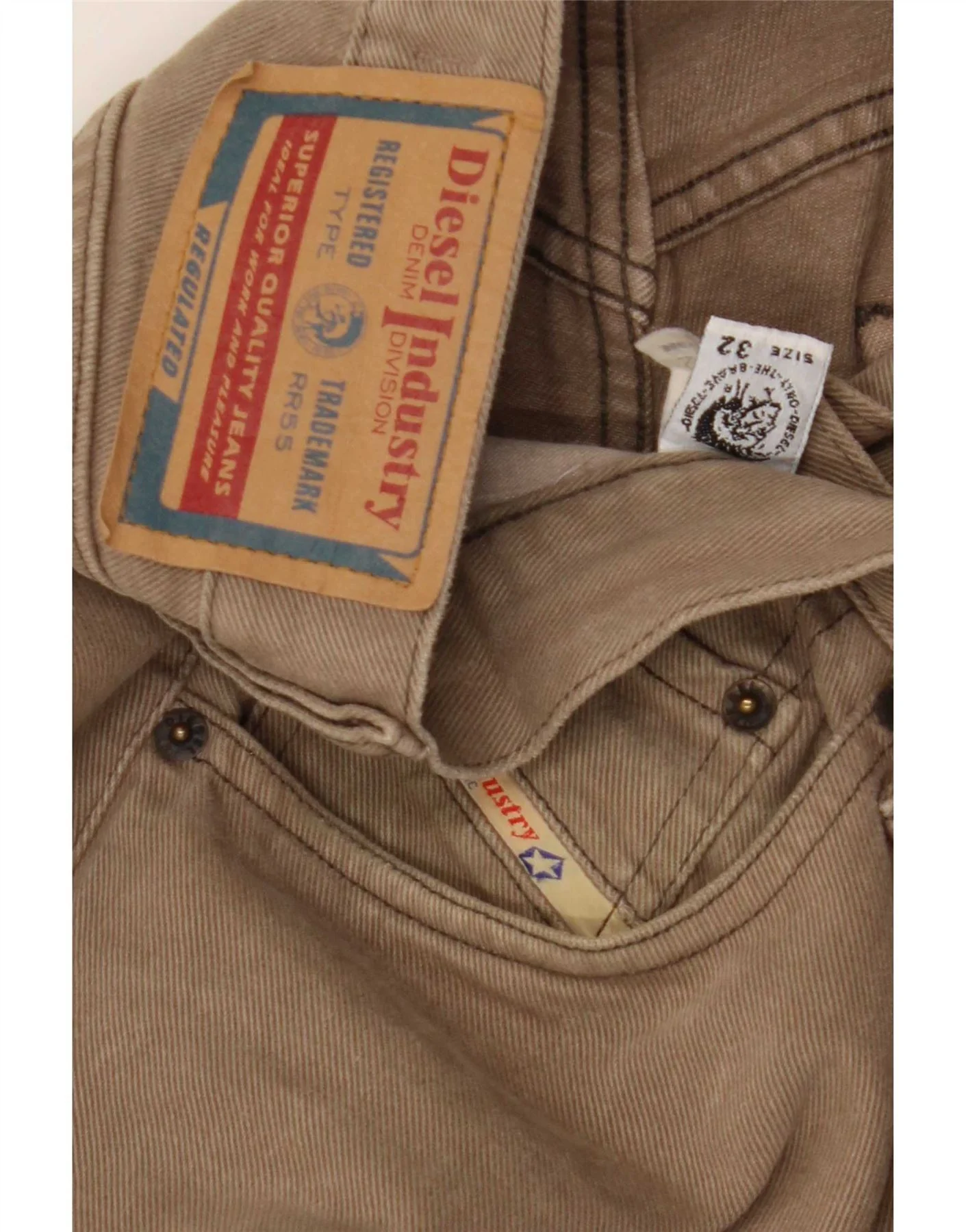 Diesel Mens Straight Jeans W32 L33 Brown Cotton - Image 3