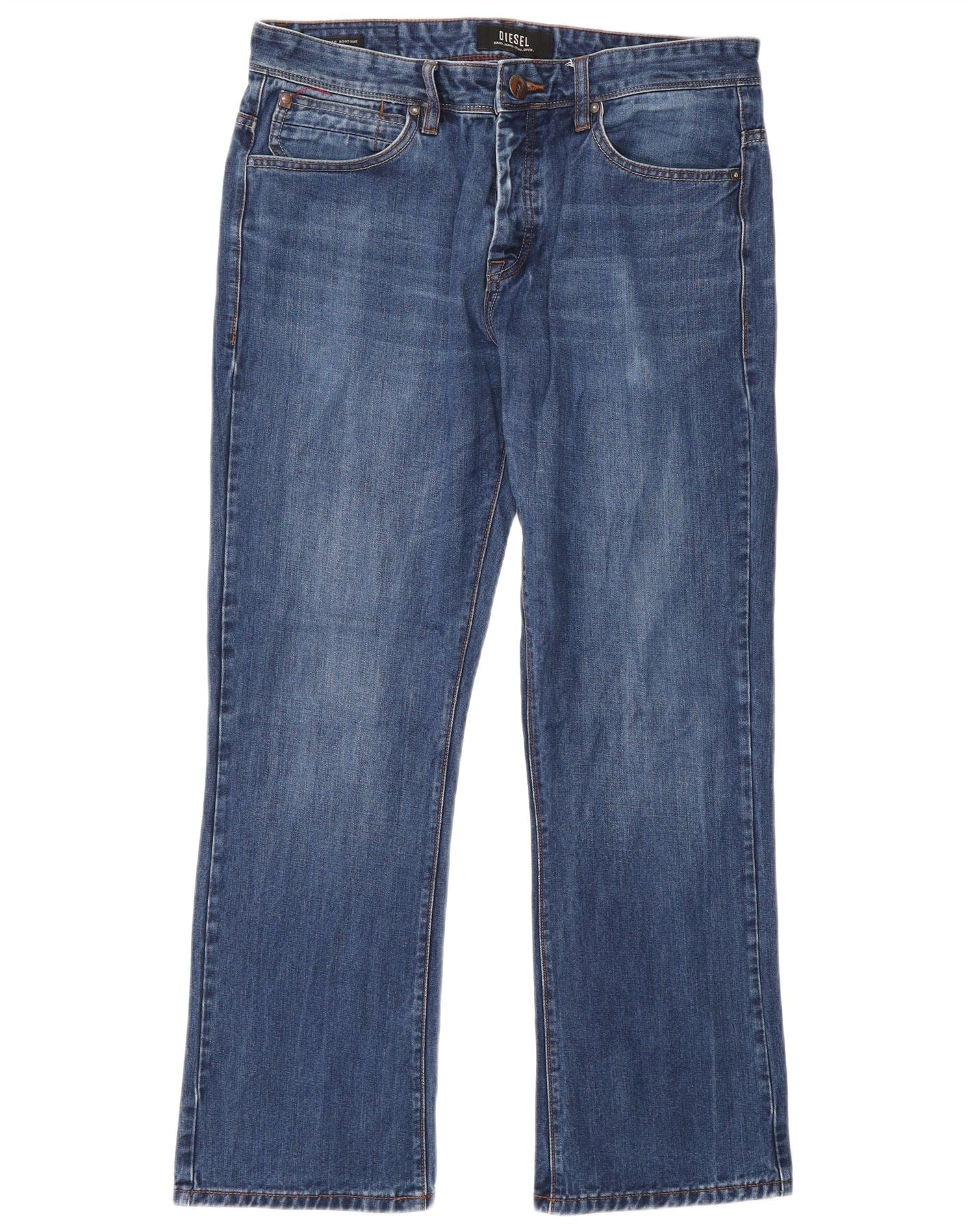 Diesel Mens Straight Jeans W34 L30 Blue Cotton