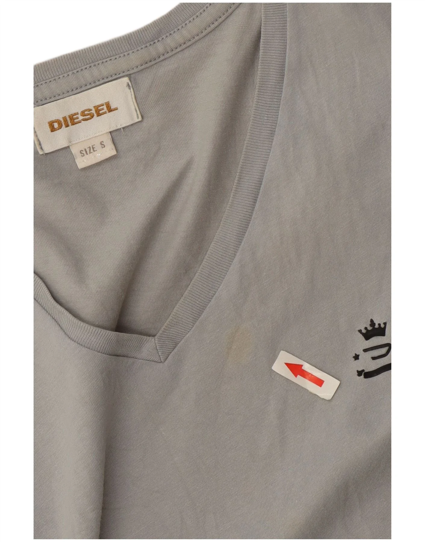 Diesel Mens T-Shirt Top Small Grey Cotton - Image 3