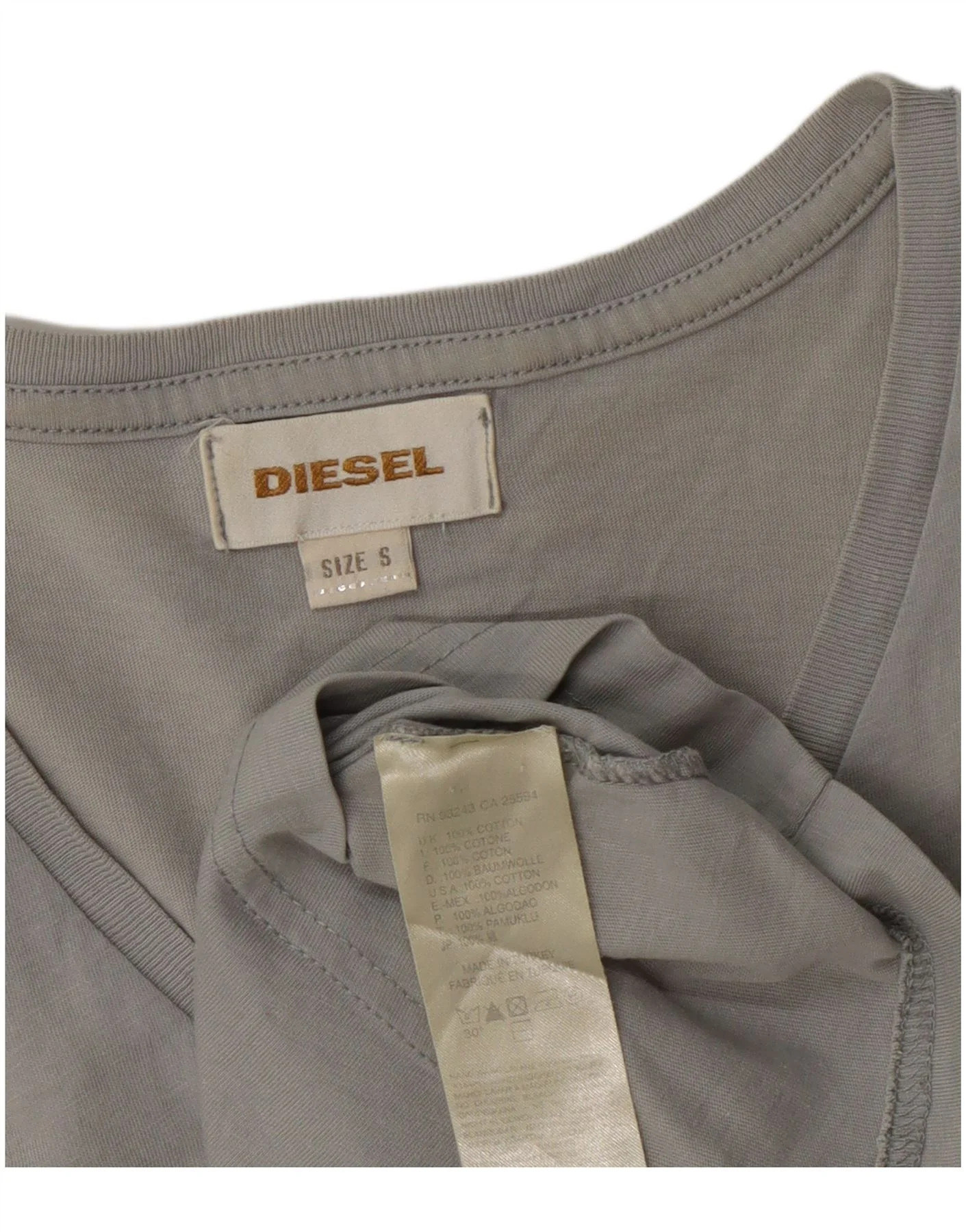 Diesel Mens T-Shirt Top Small Grey Cotton - Image 4