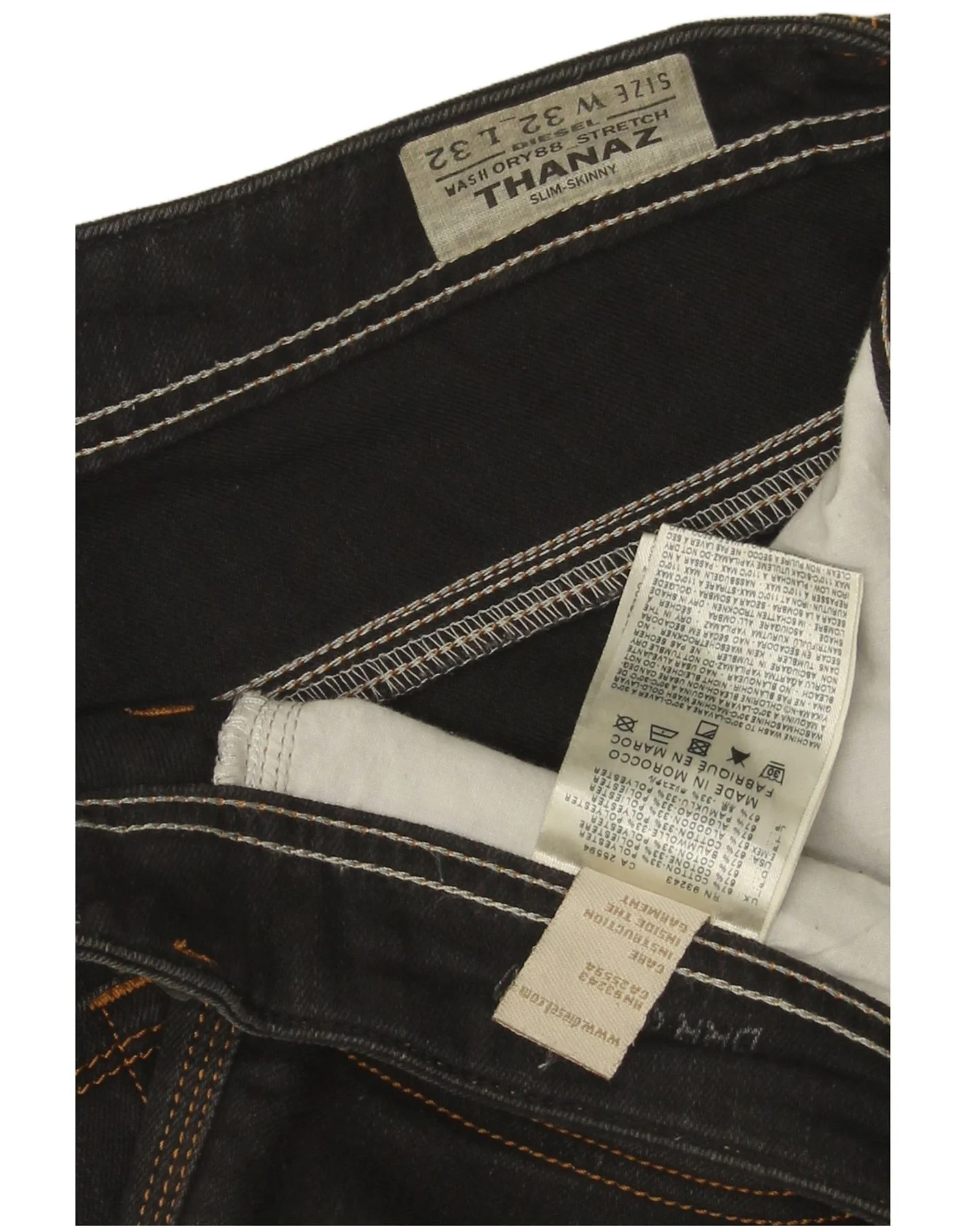 Diesel Mens Thanaz Slim Skinny Denim Shorts W32 Medium Black Cotton - Image 3