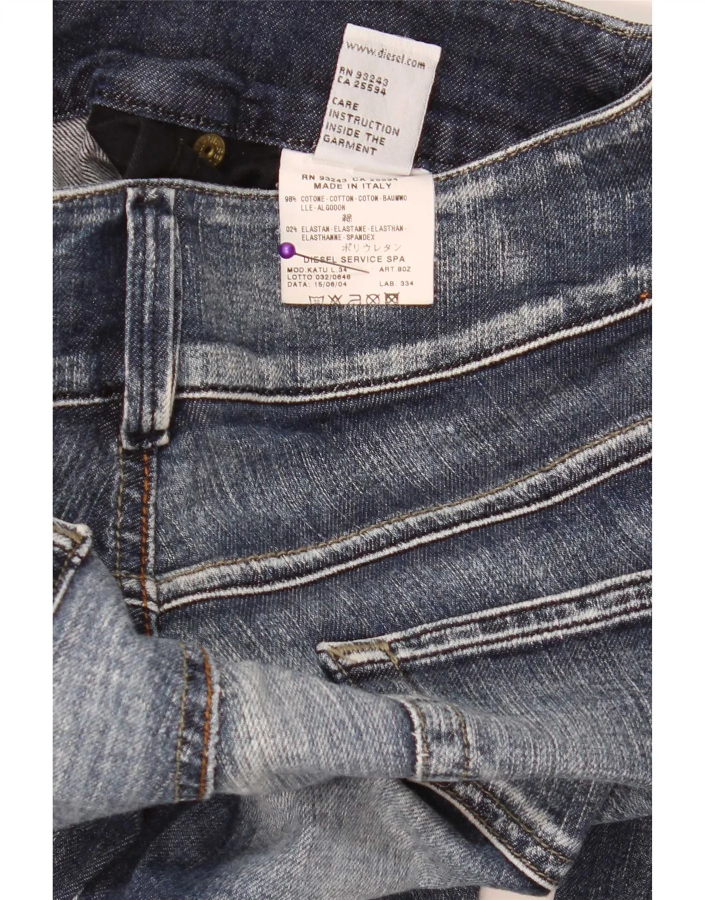 Diesel Womens Bootcut Jeans W27 L29 Blue Cotton - Image 3