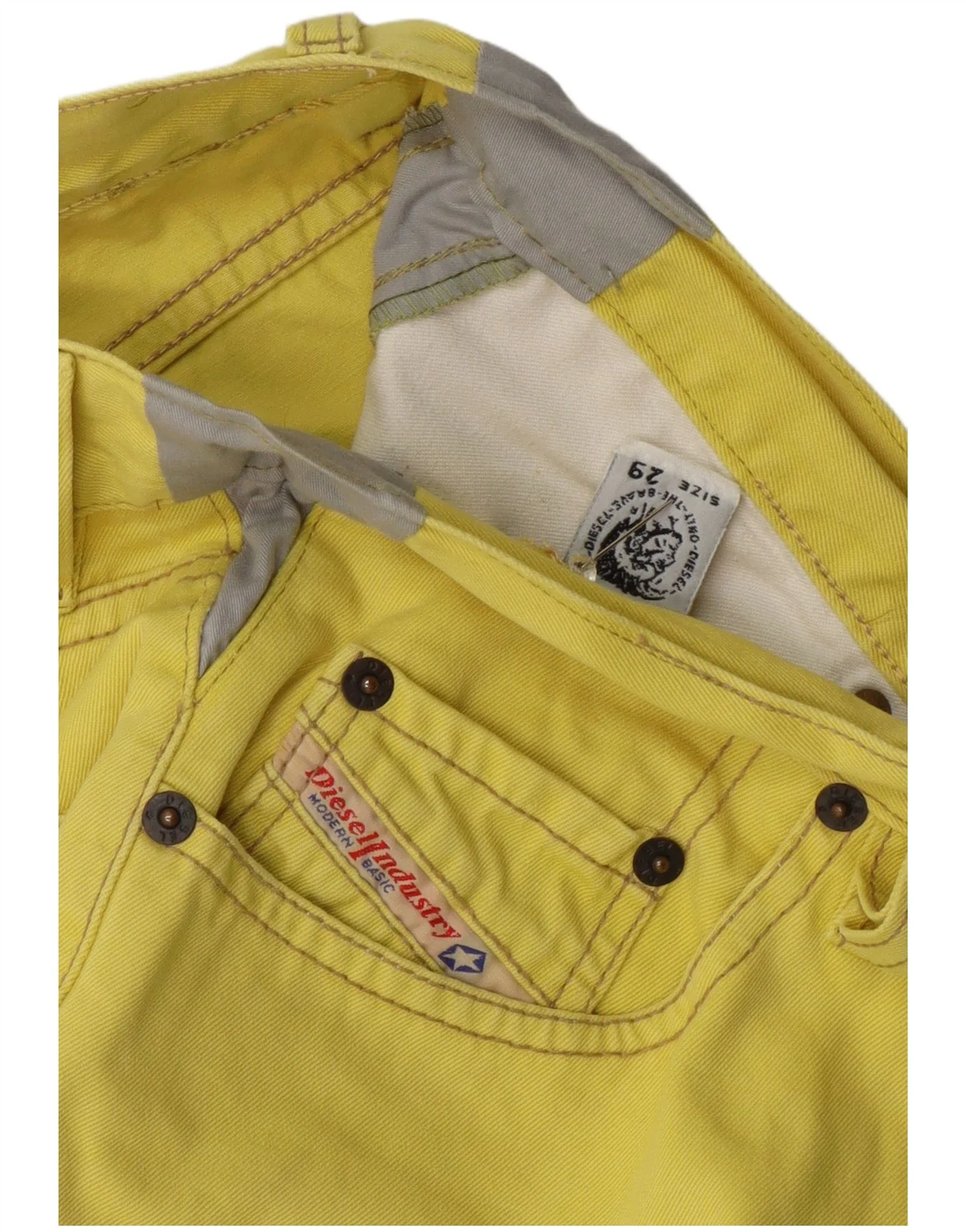 Diesel Womens Casual Shorts W29 Medium Yellow Cotton - Image 3