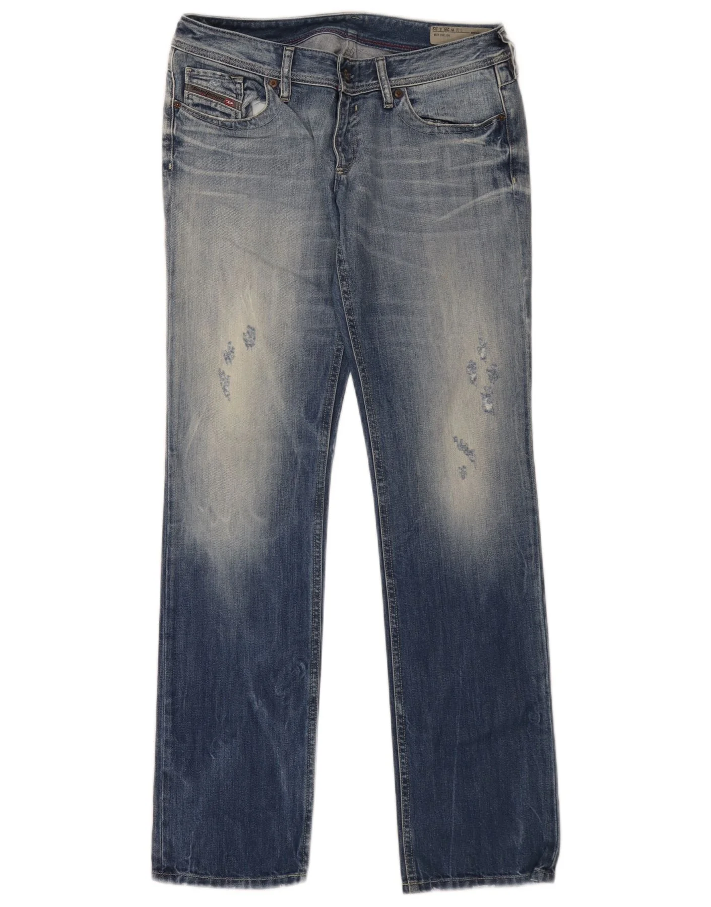 Diesel Womens Distressed Straight Jeans W28 L32 Blue Cotton