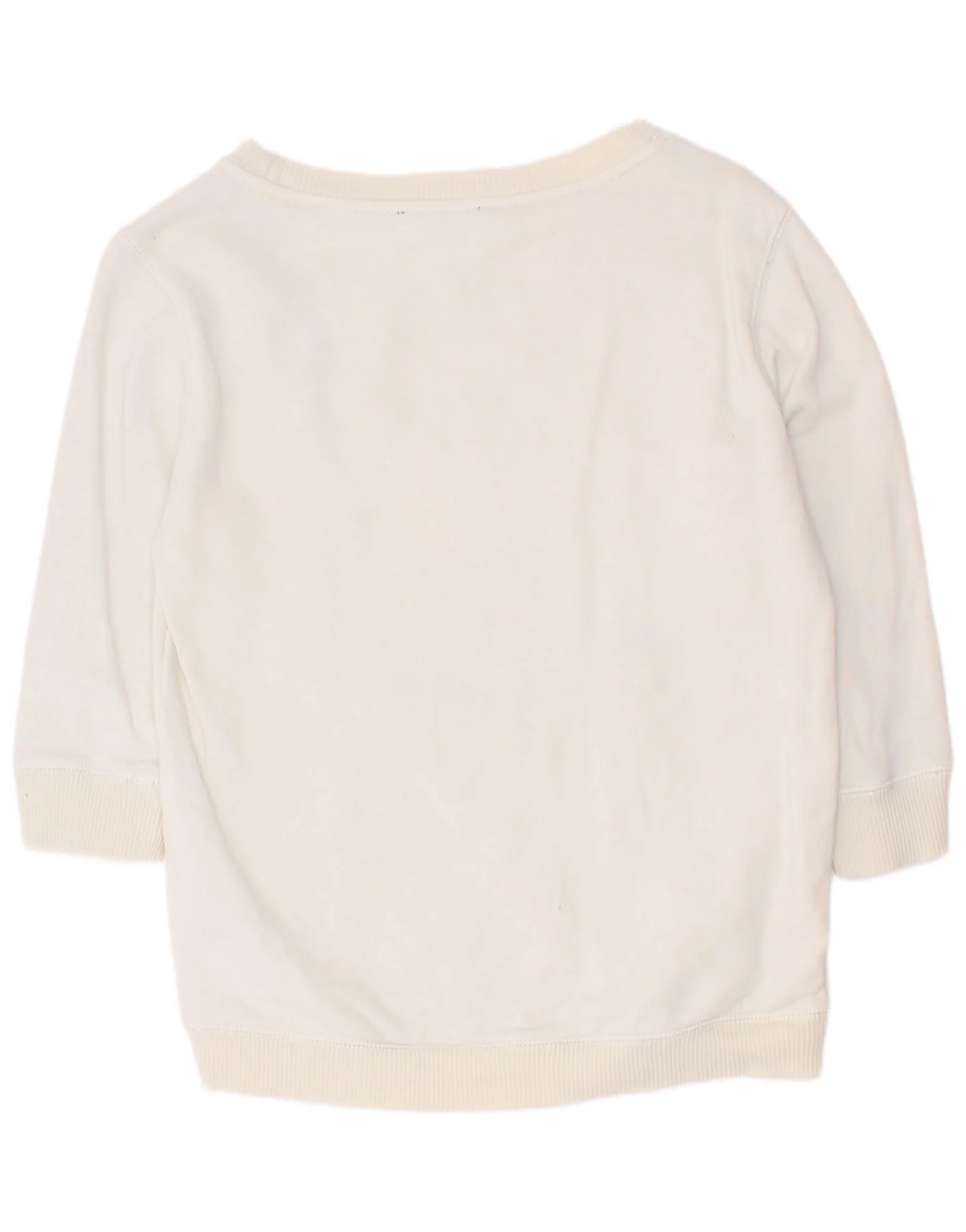 Diesel Womens Graphic 3/4 Sleeve Sweatshirt Jumper UK 4 XS White Cotton - Image 2