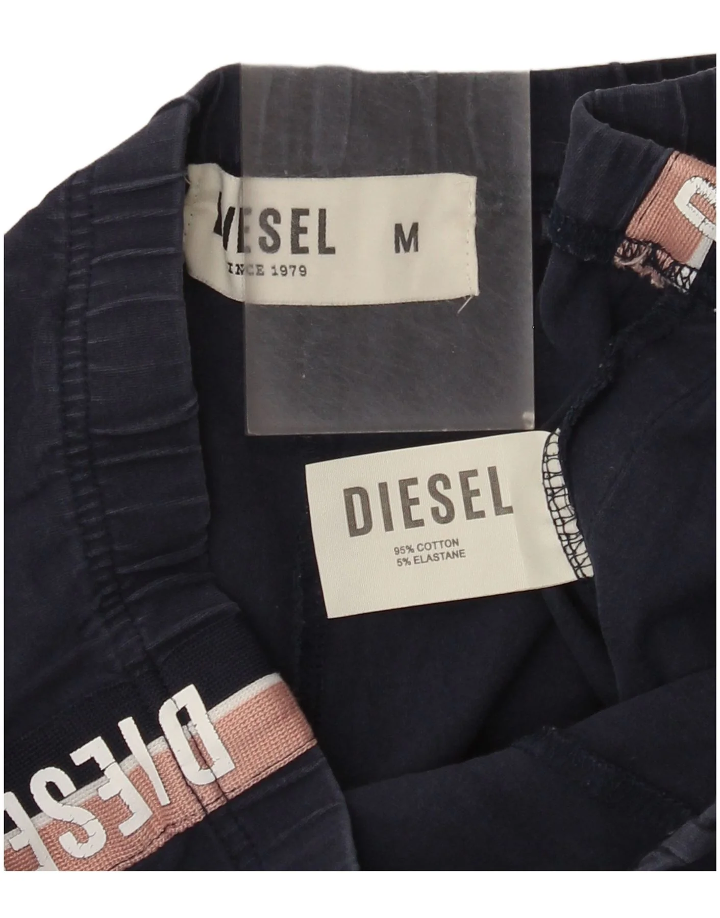 Diesel Womens Graphic Crop Leggings UK 12 Medium Navy Blue Colourblock - Image 3