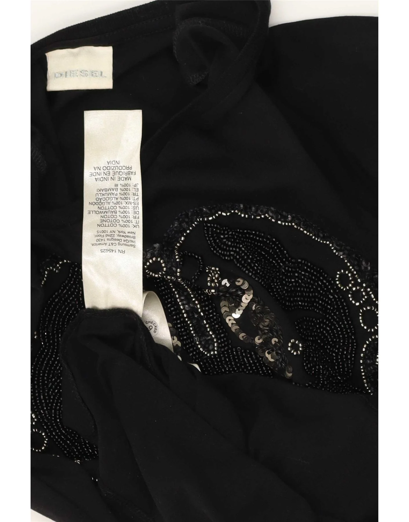 Diesel Womens Graphic Top Long Sleeve UK 8 Small Black Cotton - Image 4