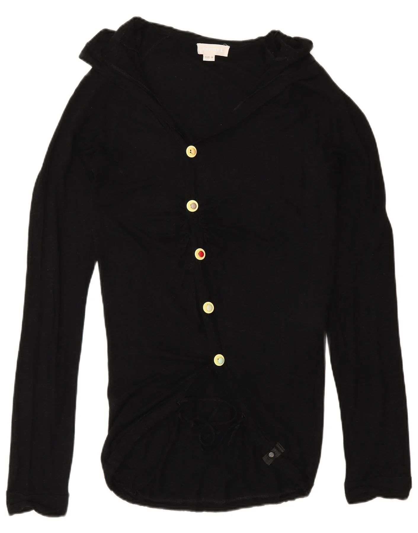 Diesel Womens Longline Cardigan Sweater UK 12 Medium Black Rayon