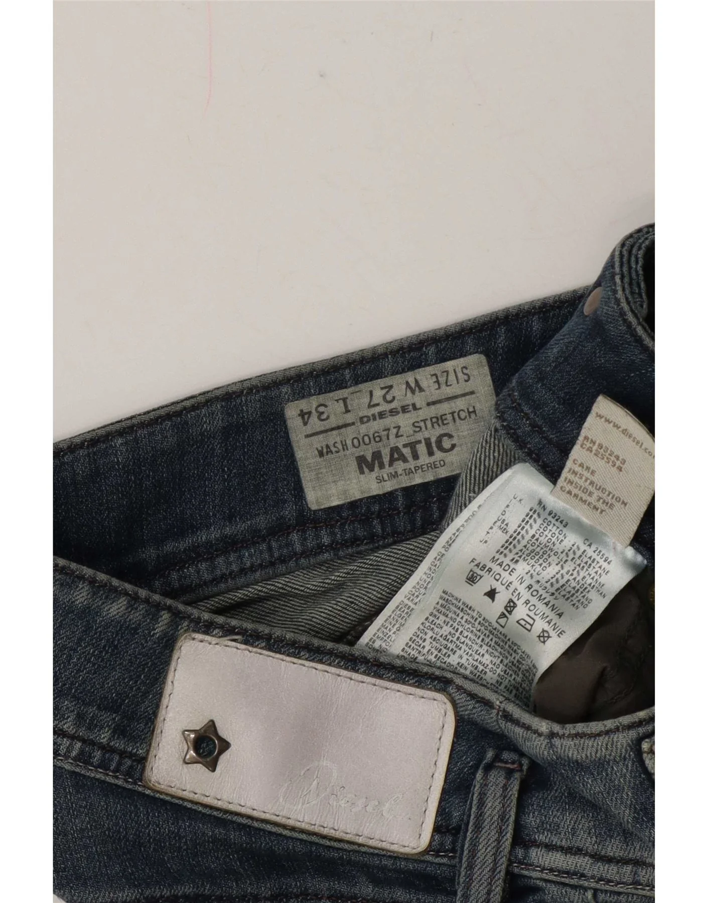 Diesel Womens Matic Slim Tapered Jeans W27 L29 Blue Cotton - Image 3