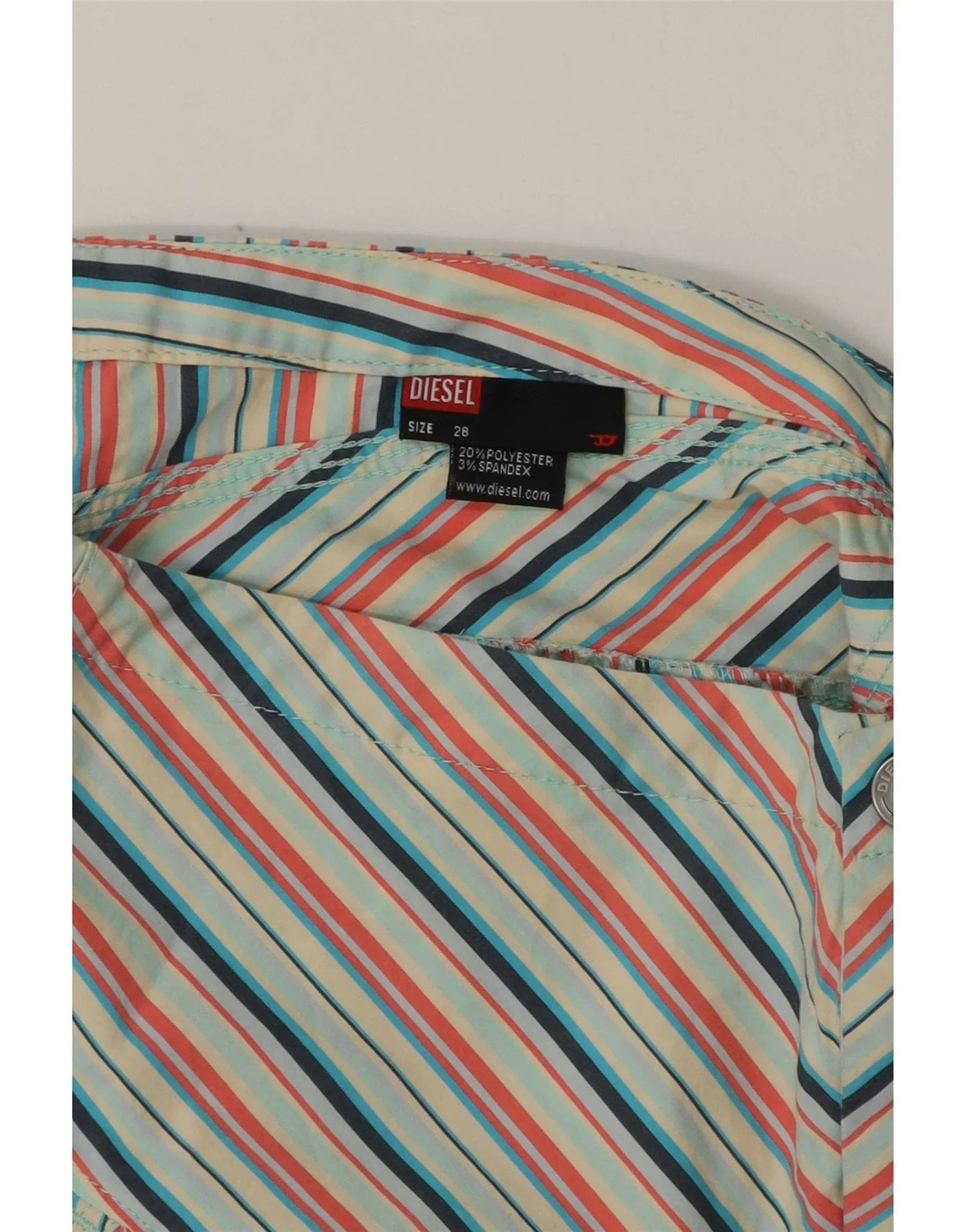Diesel Womens Midi Pencil Skirt W28 L24 Multicoloured Striped Cotton - Image 3