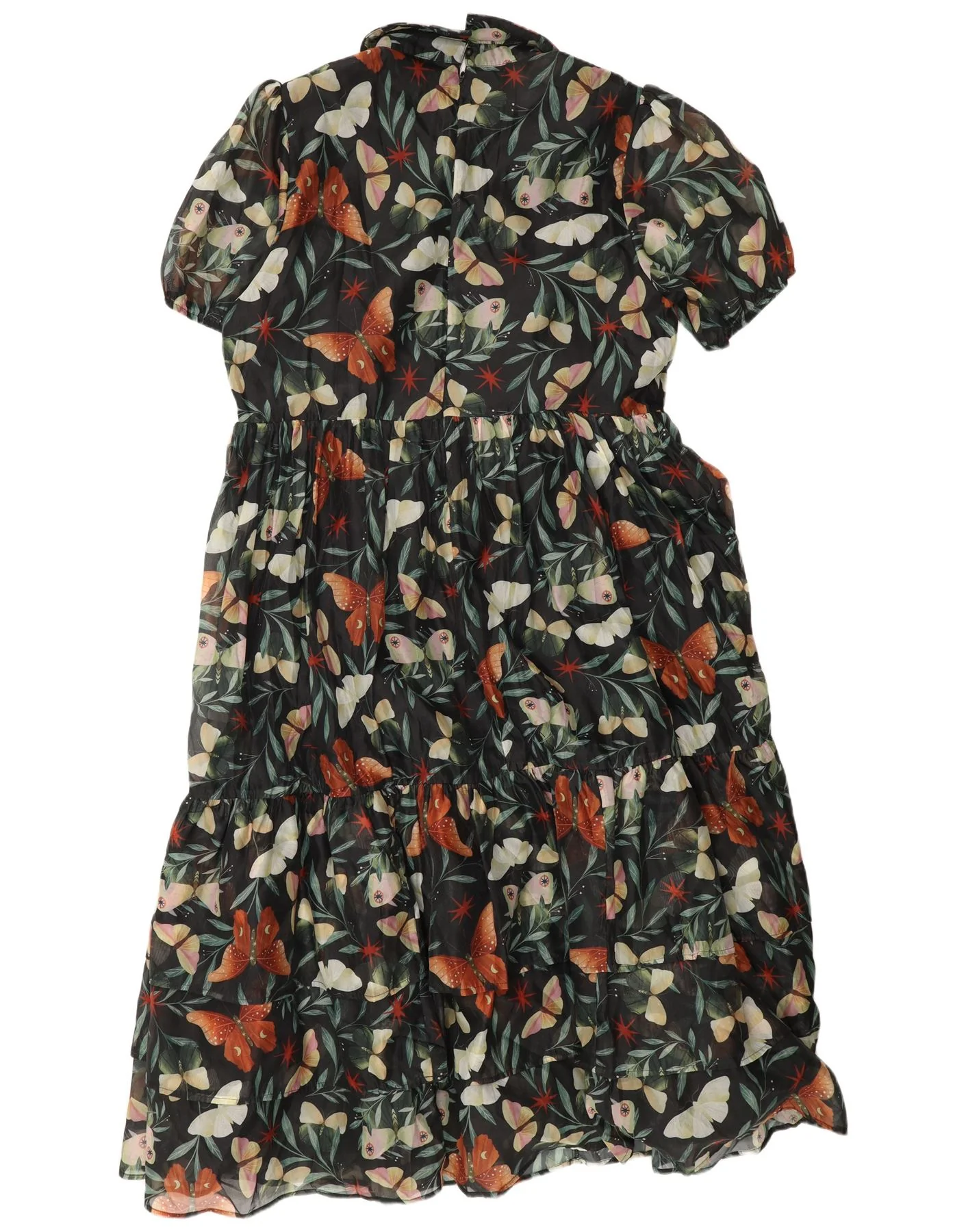 Disturbia Womens Abstract Pattern Tiered Dress UK 20 2XL Green Butterfly - Image 2