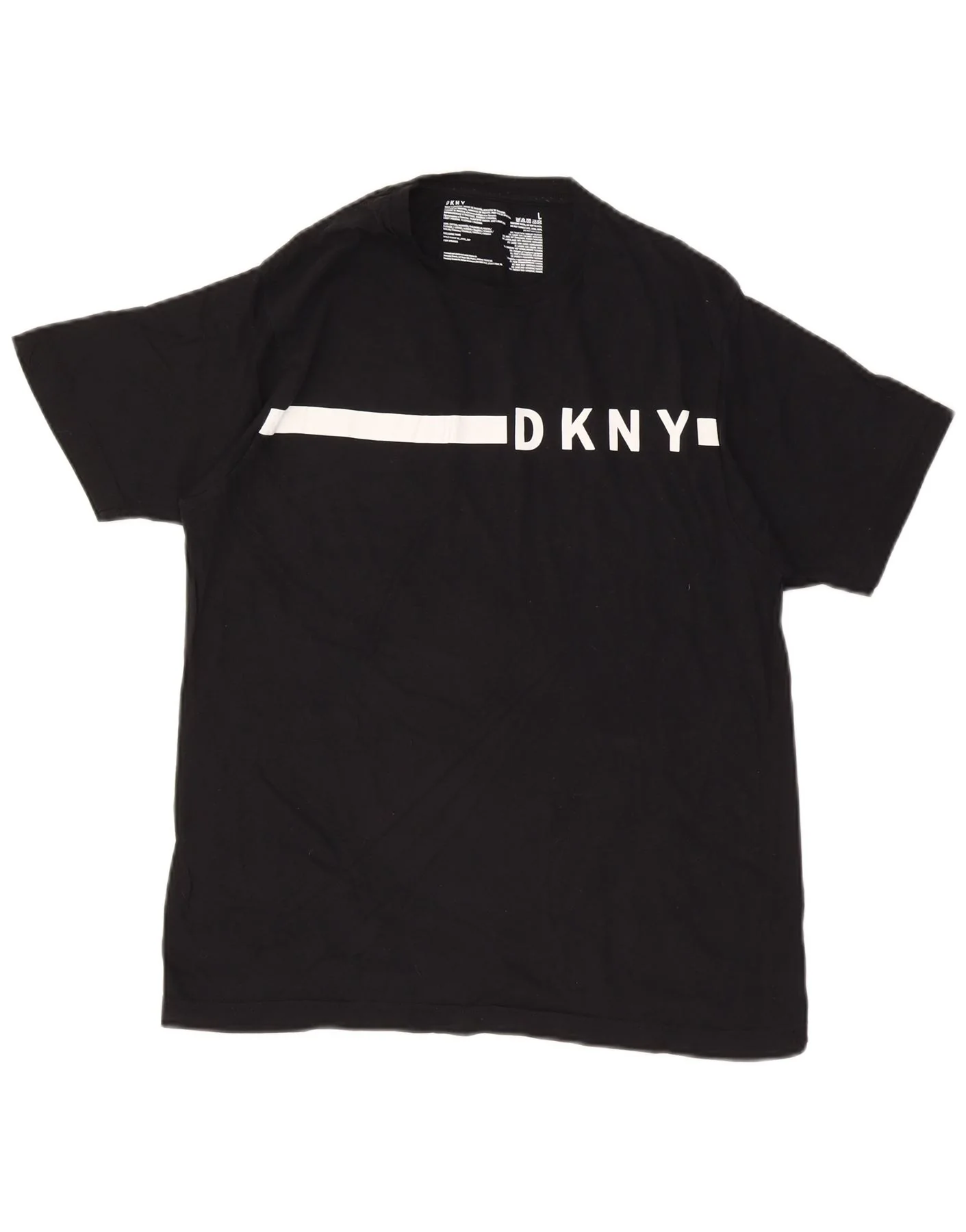 Dkny Mens Graphic T-Shirt Top Large Black Colourblock Cotton