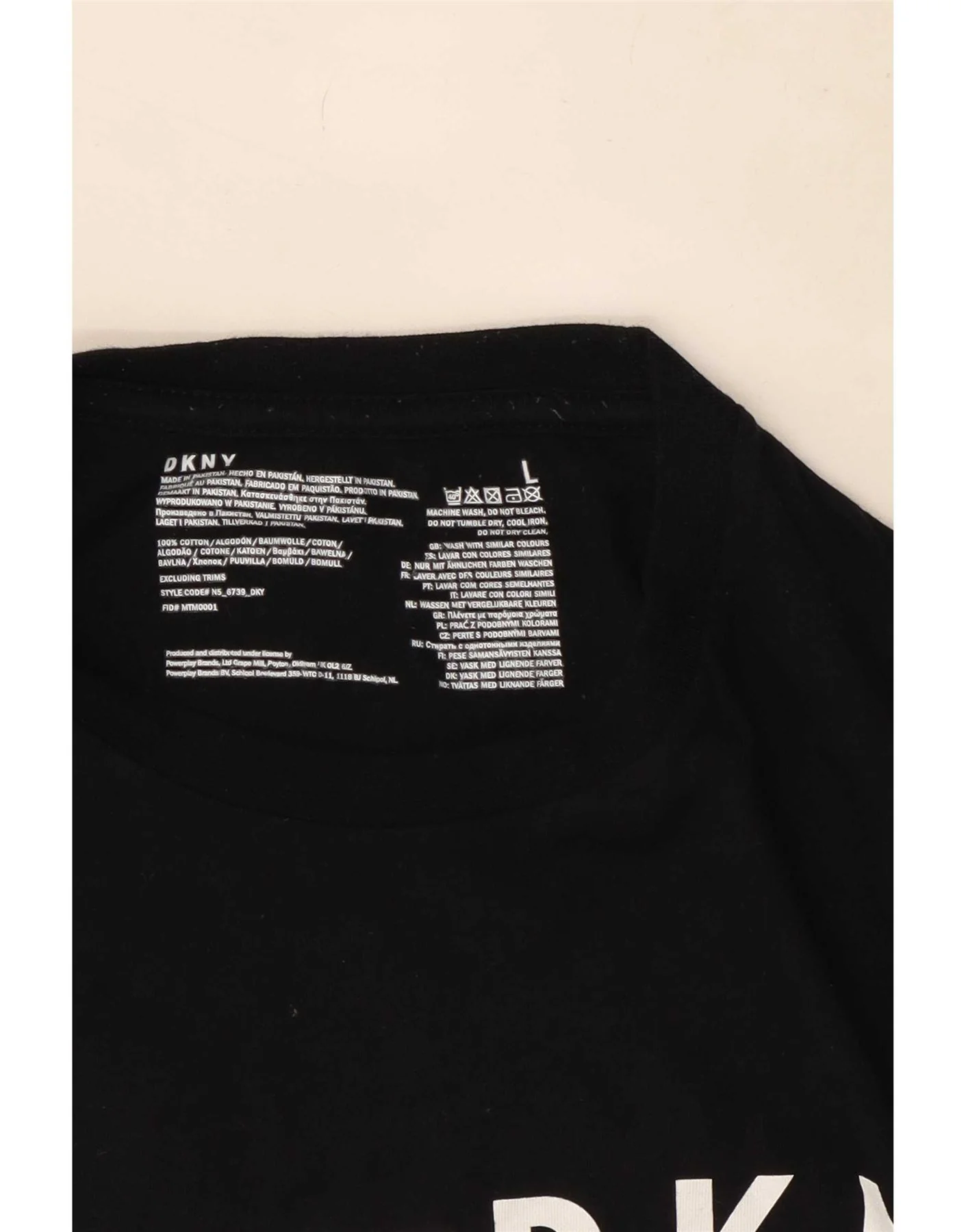 Dkny Mens Graphic T-Shirt Top Large Black Colourblock Cotton - Image 3
