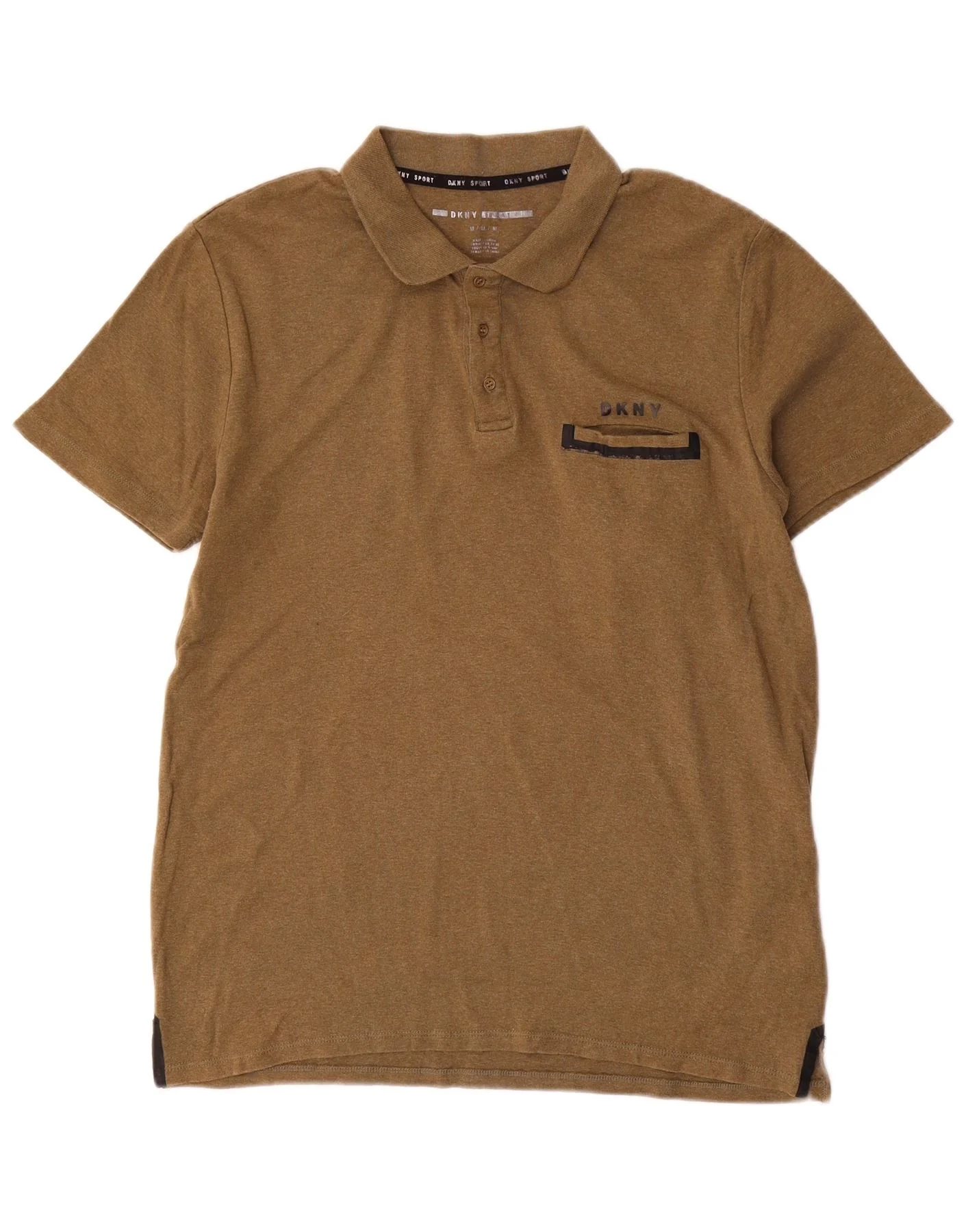 Dkny Mens Polo Shirt Medium Khaki Cotton