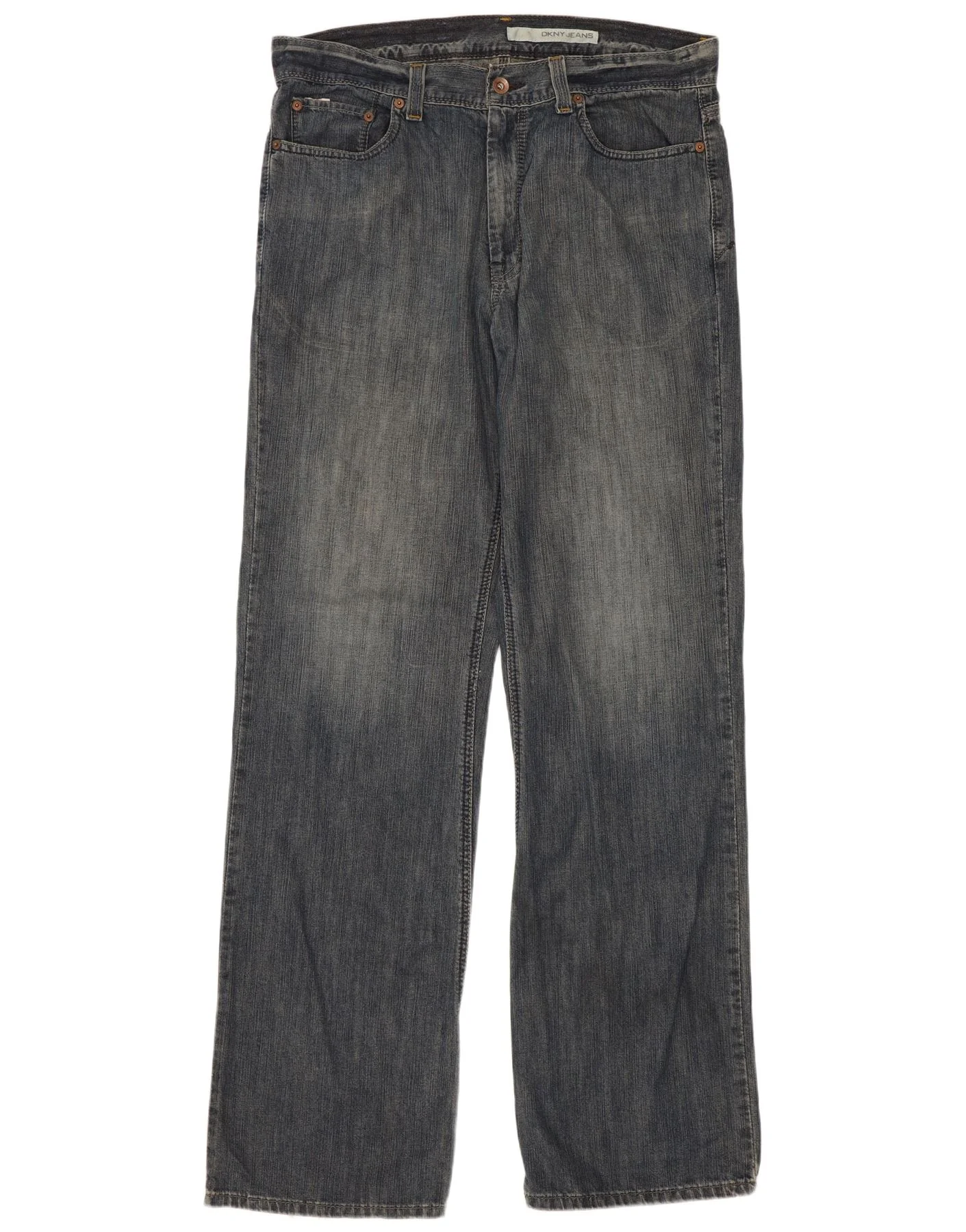 Dkny Mens Straight Jeans W34 L34 Blue Cotton